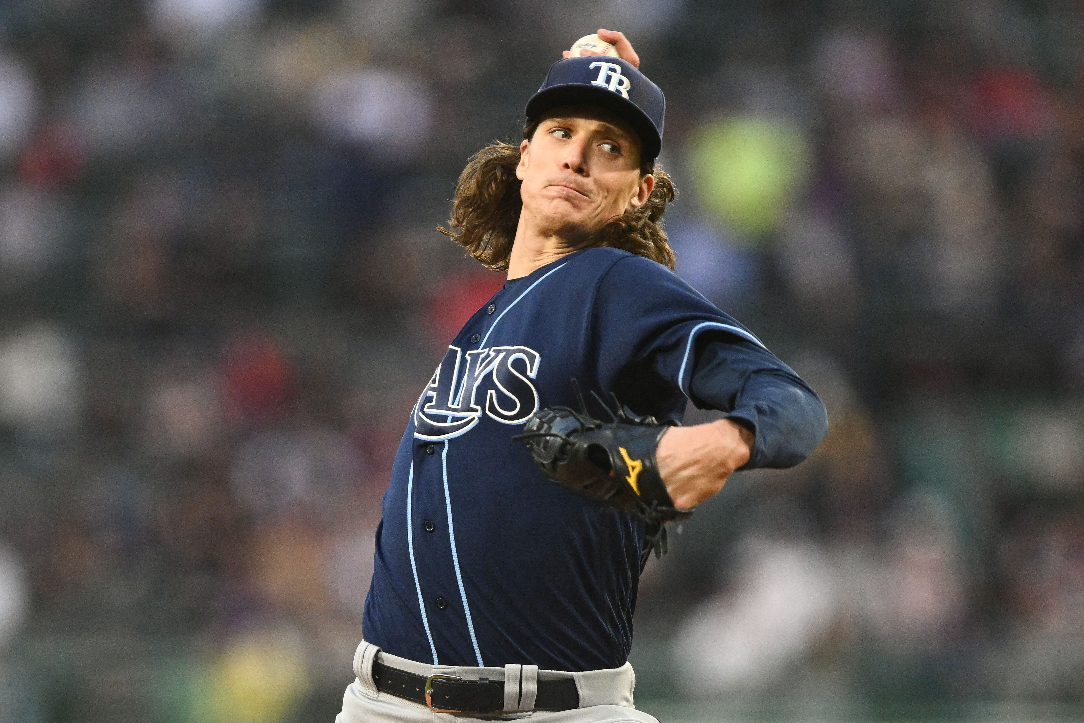 Tyler Glasnow of the Tampa Bay Rays in action against the New York