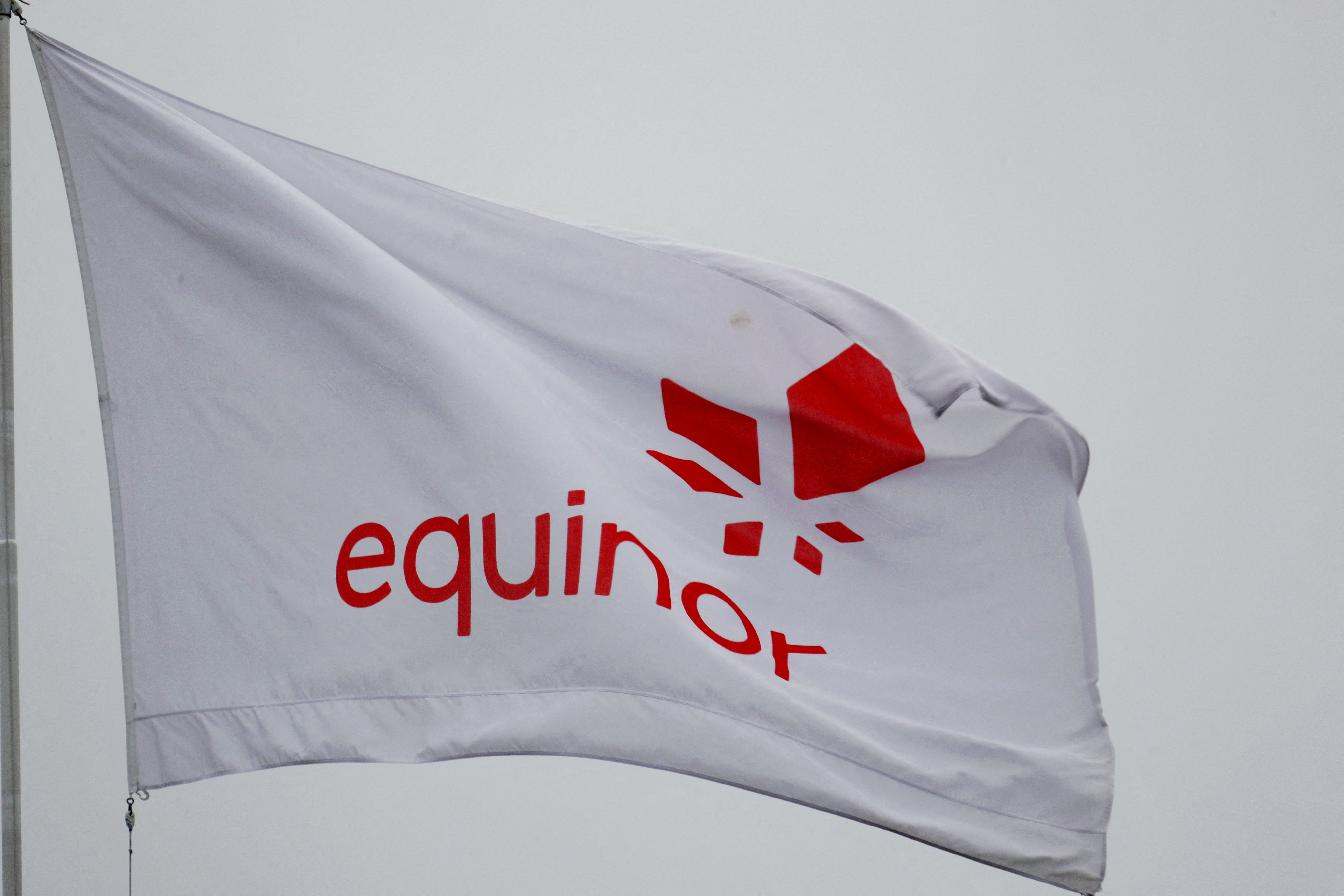 Norwegian energy company Equinor's flag flies at its Stavanger headquarters