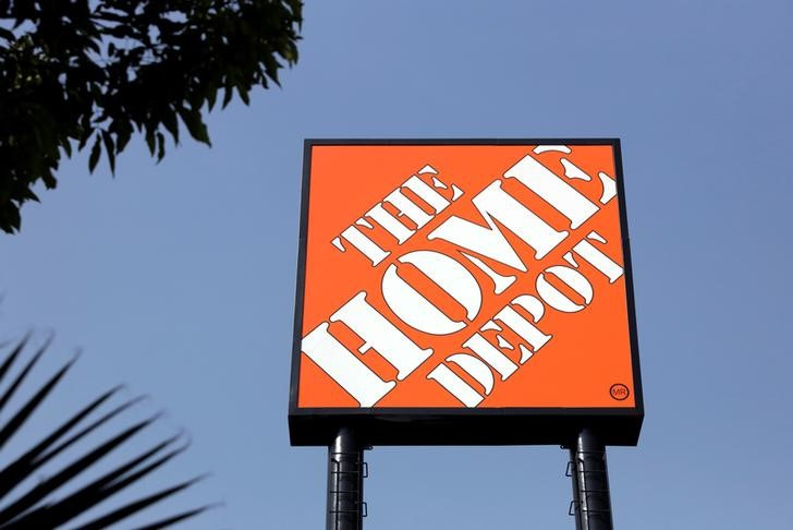 The logo of U.S. home improvement chain Home Depot is seen in Mexico City