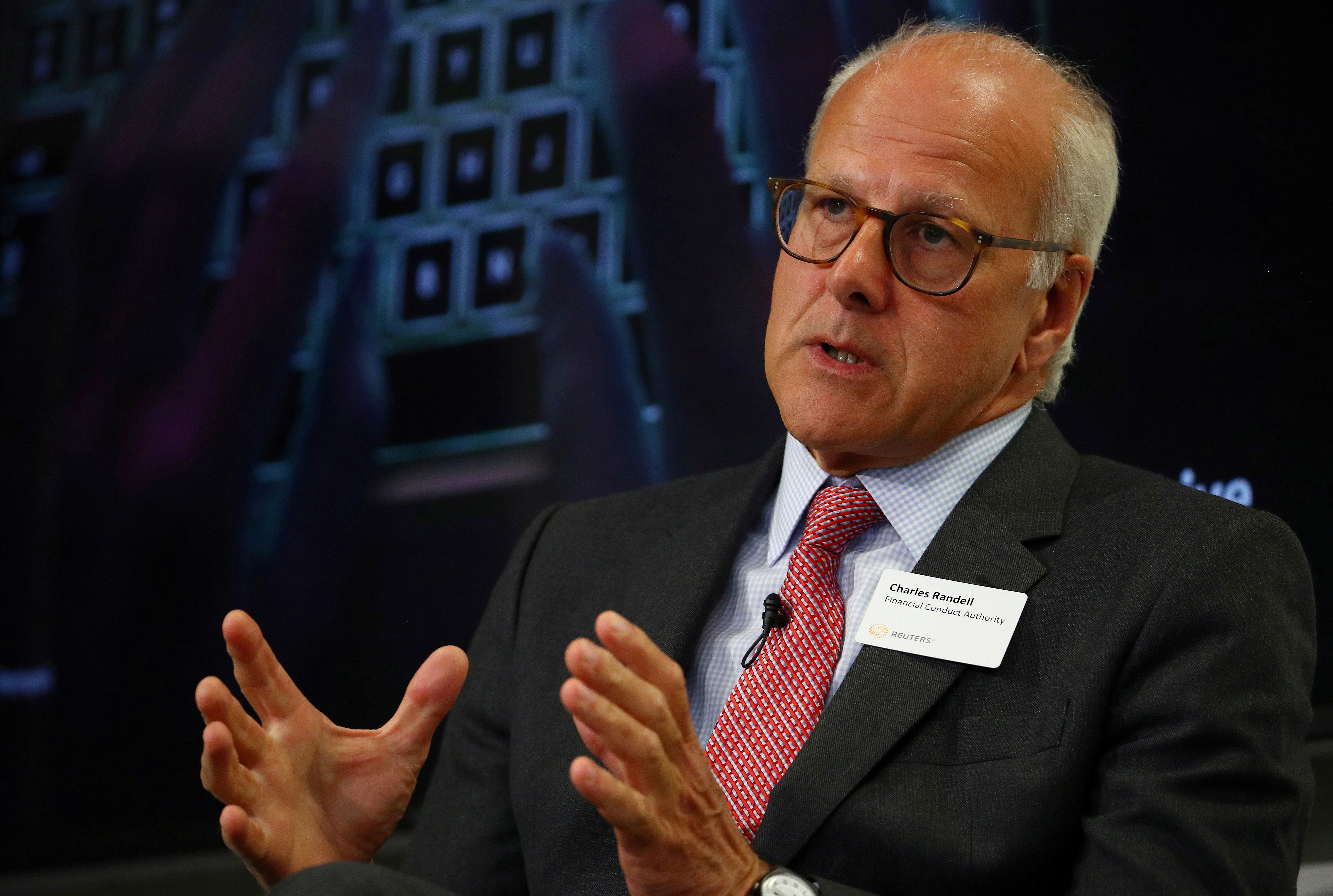 The Chair of the Financial Conduct Authority Charles Randell, speaks at a Reuters Newsmaker event, in London