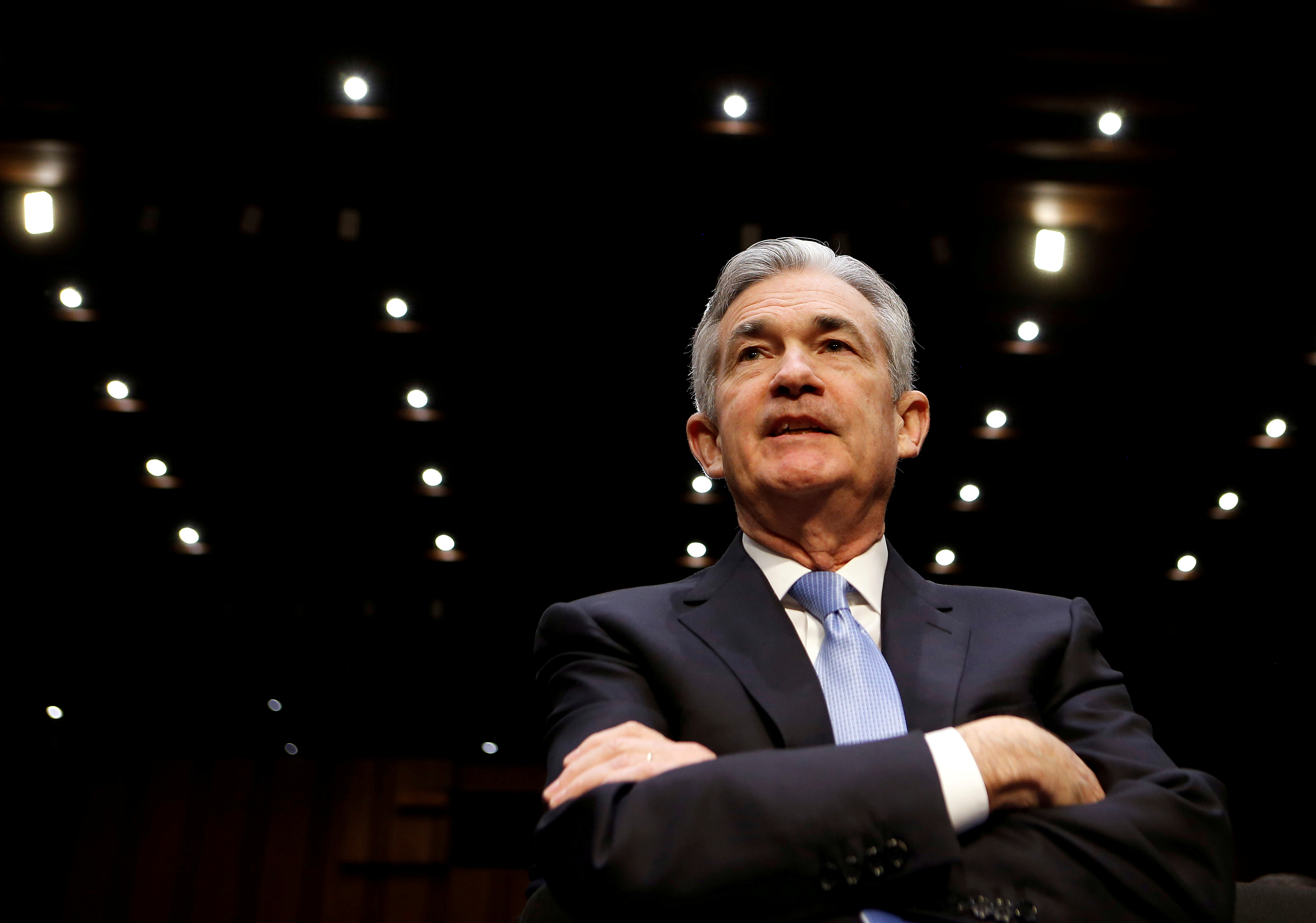 Jerome Powell waits to testify before the Senate Banking, Housing and Urban Affairs Committee on his nomination to become chairman of the U.S. Federal Reserve in Washington, U.S., November 28, 2017. REUTERS/Joshua Roberts