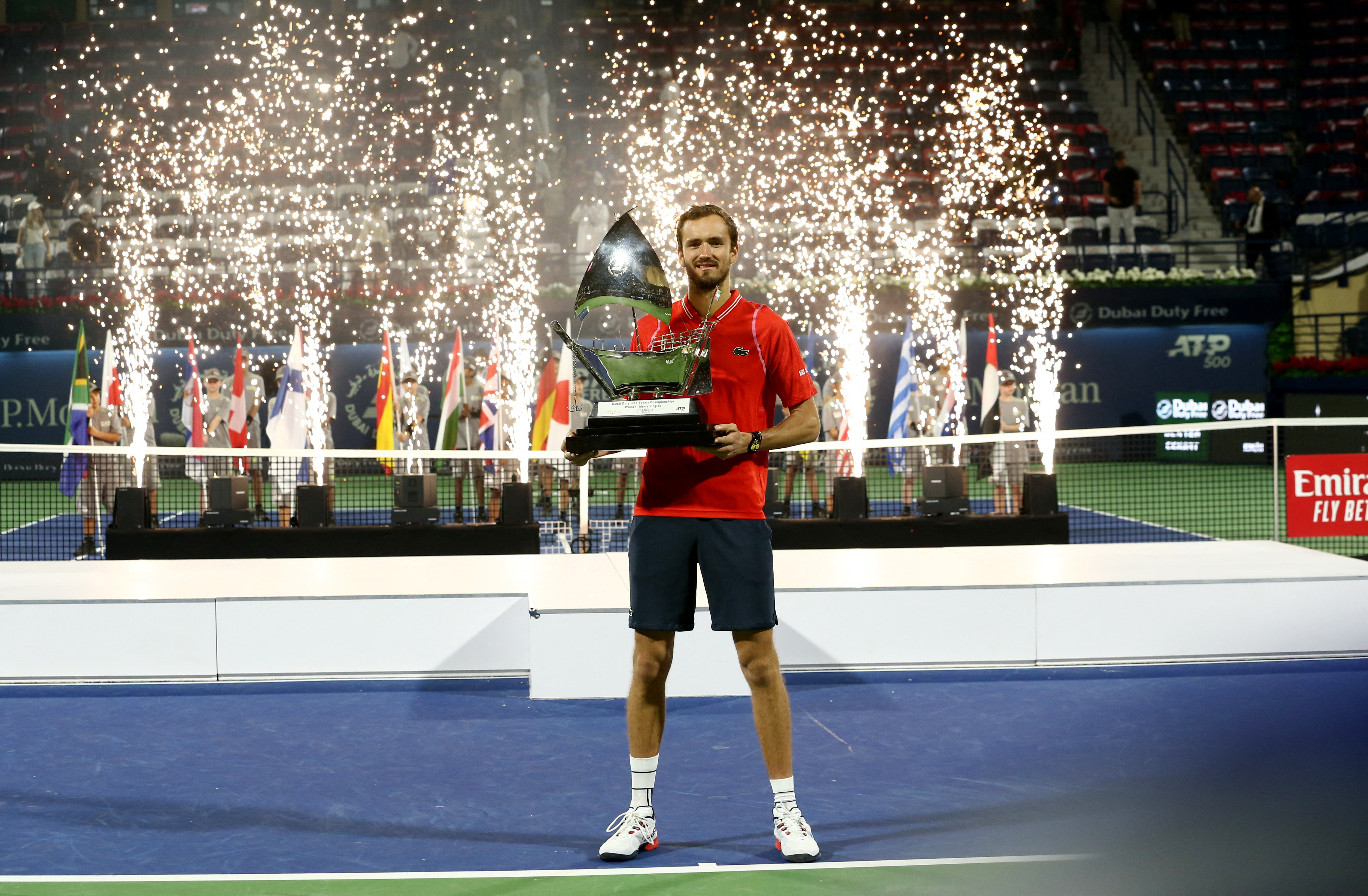 Daniil Medvedev beats Andrey Rublev in Dubai for hard-court hat-trick