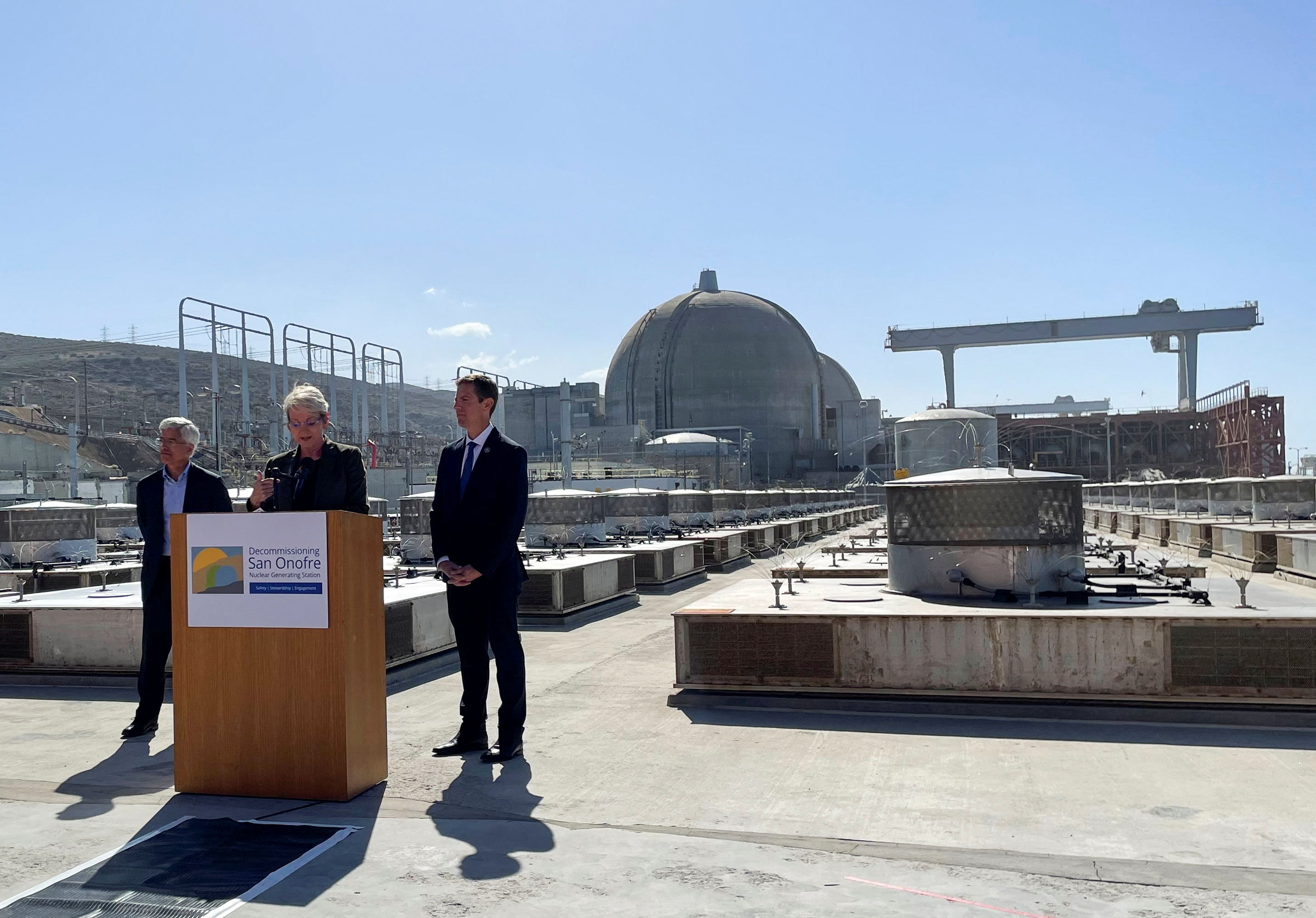 U.S. Energy Secretary Jennifer Granholm speaks at a news conference at the San Onofre Nuclear Generating Station near San Clemente