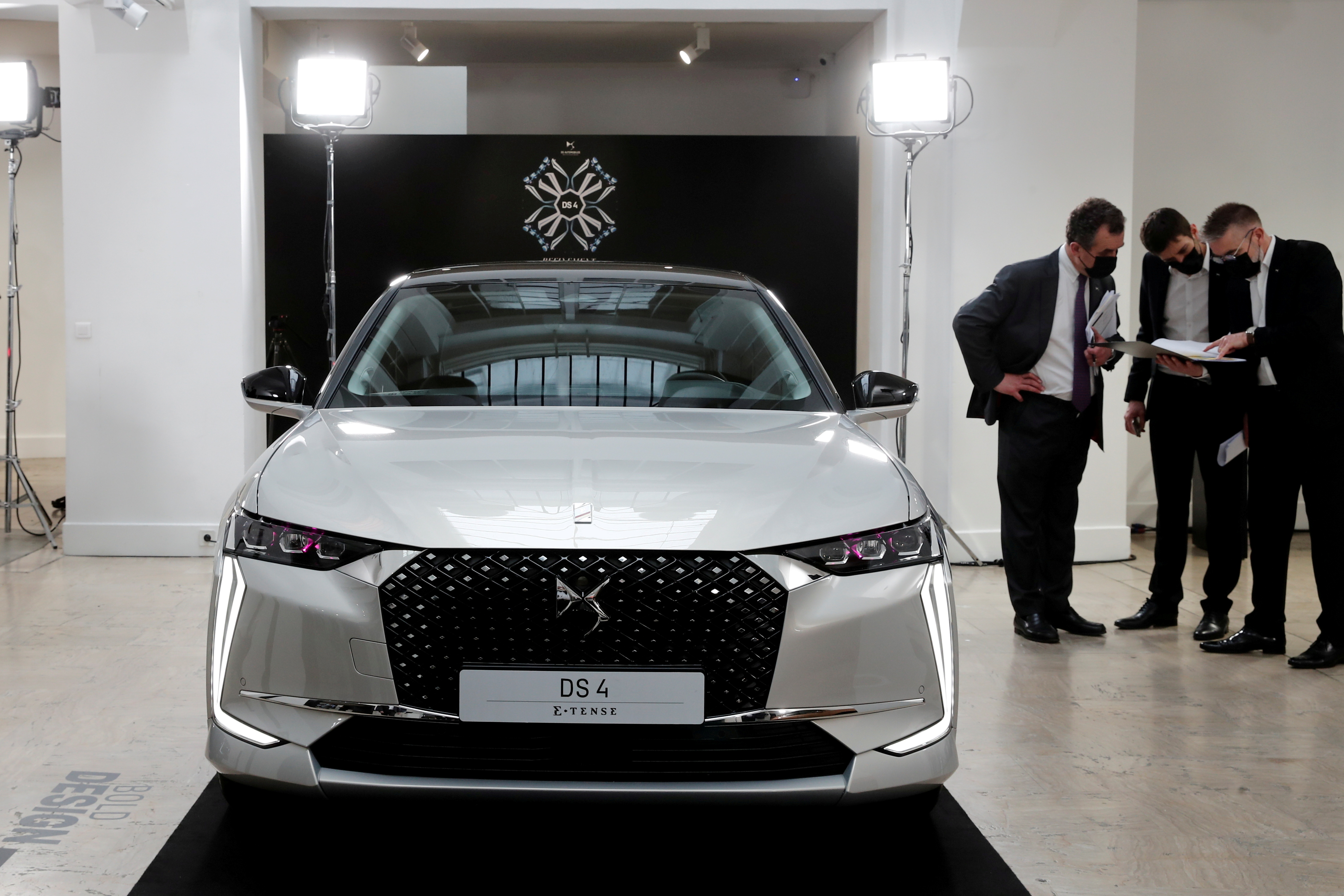 A DS 4 automobile, produced by Stellantis, stands on display during its launch event in Paris