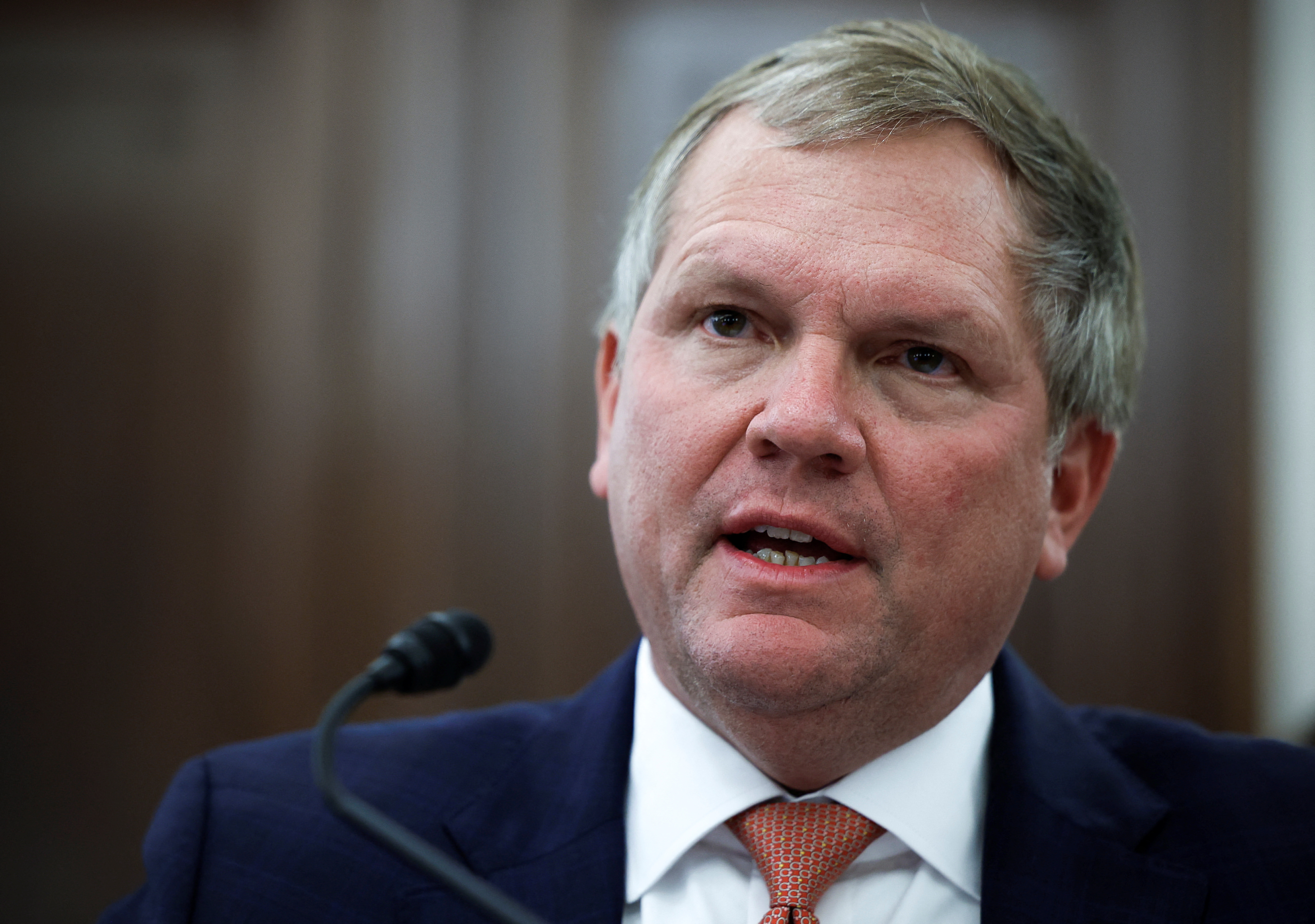 Norfolk Southern Chief Executive Alan Shaw testifies before the Senate during a hearing about the East Palestine Derailment in Washington