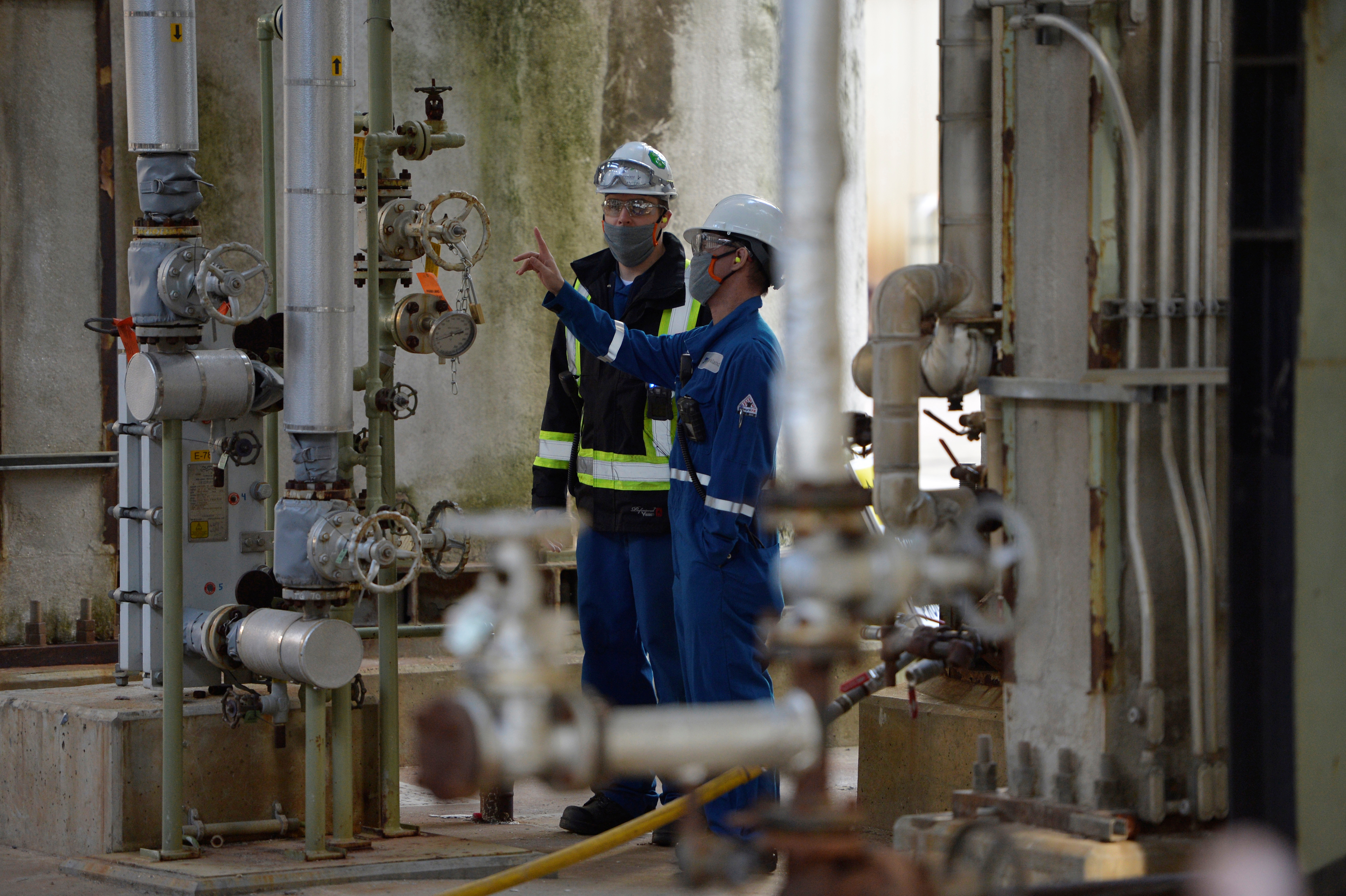 Workers at Parkland Fuel's refinery in Burnaby