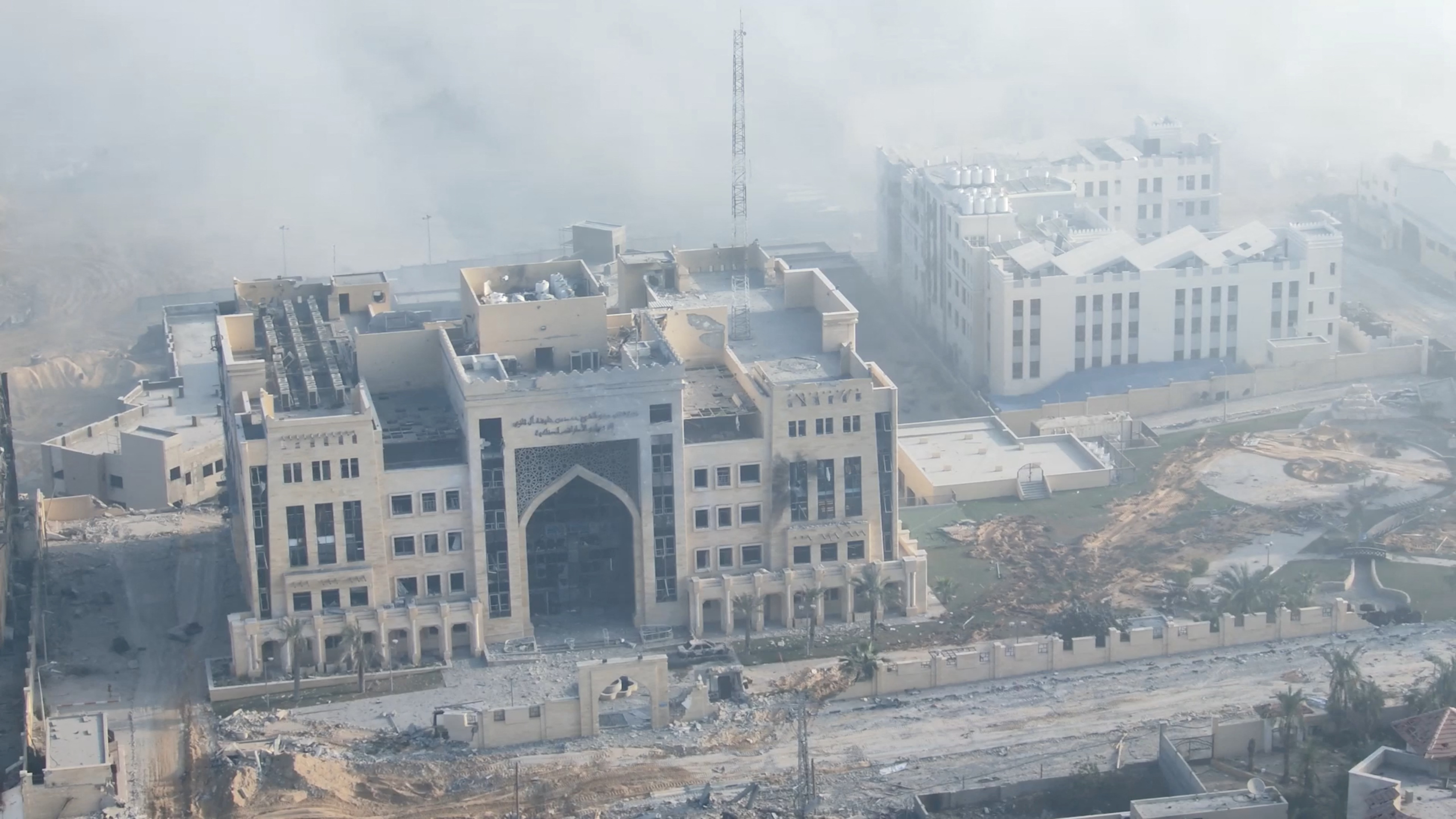 A view shows Sheikh Hamad Hospital, amid the ongoing conflict between Israel and the Palestinian Islamist group Hamas, at a location given as Gaza