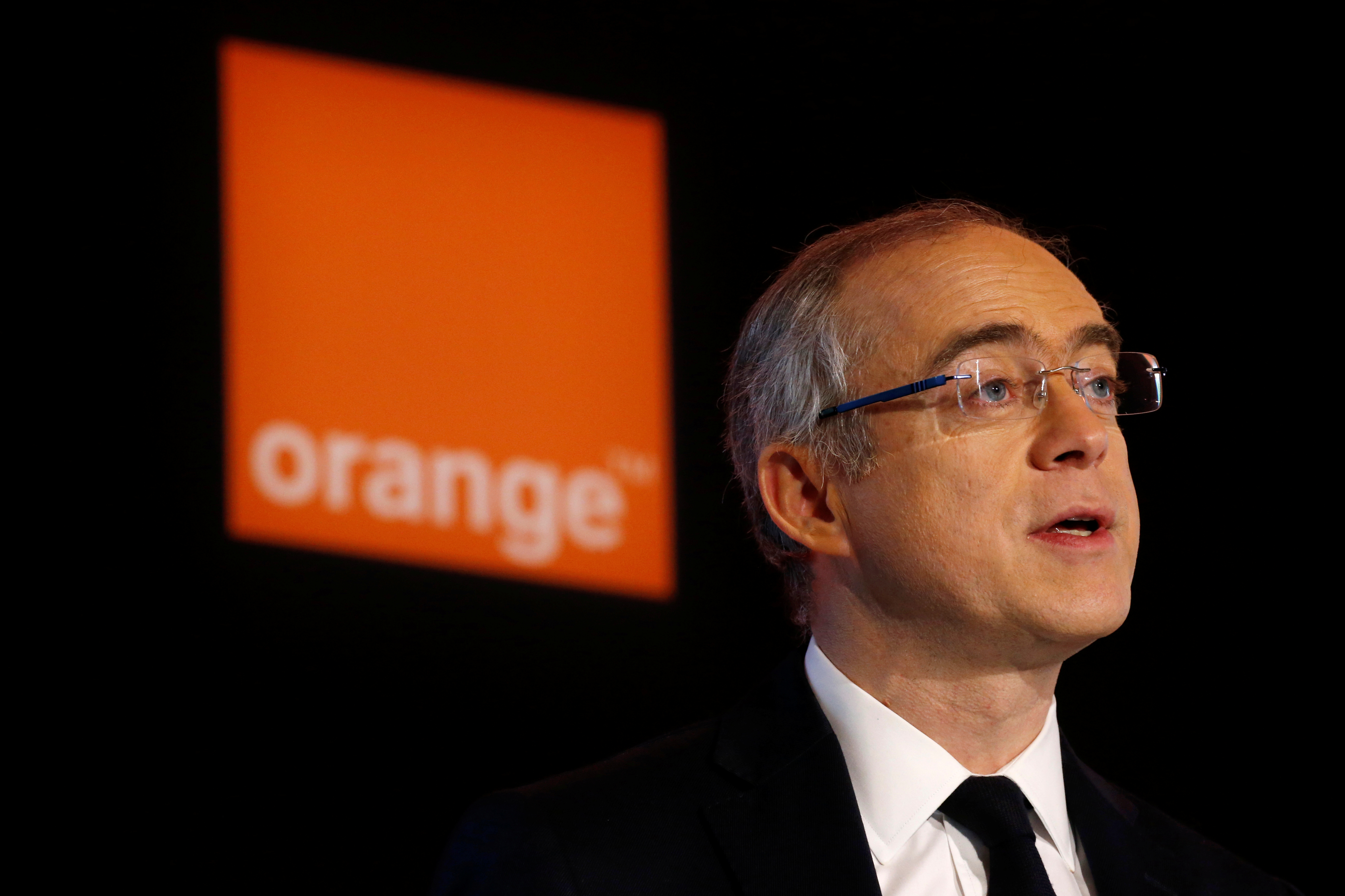 French telecom operator Orange Delegate Chief Executive Officer in charge of Group finance and strategy, Ramon Fernandez speaks during a news conference to present the company's 2017 annual results in Paris