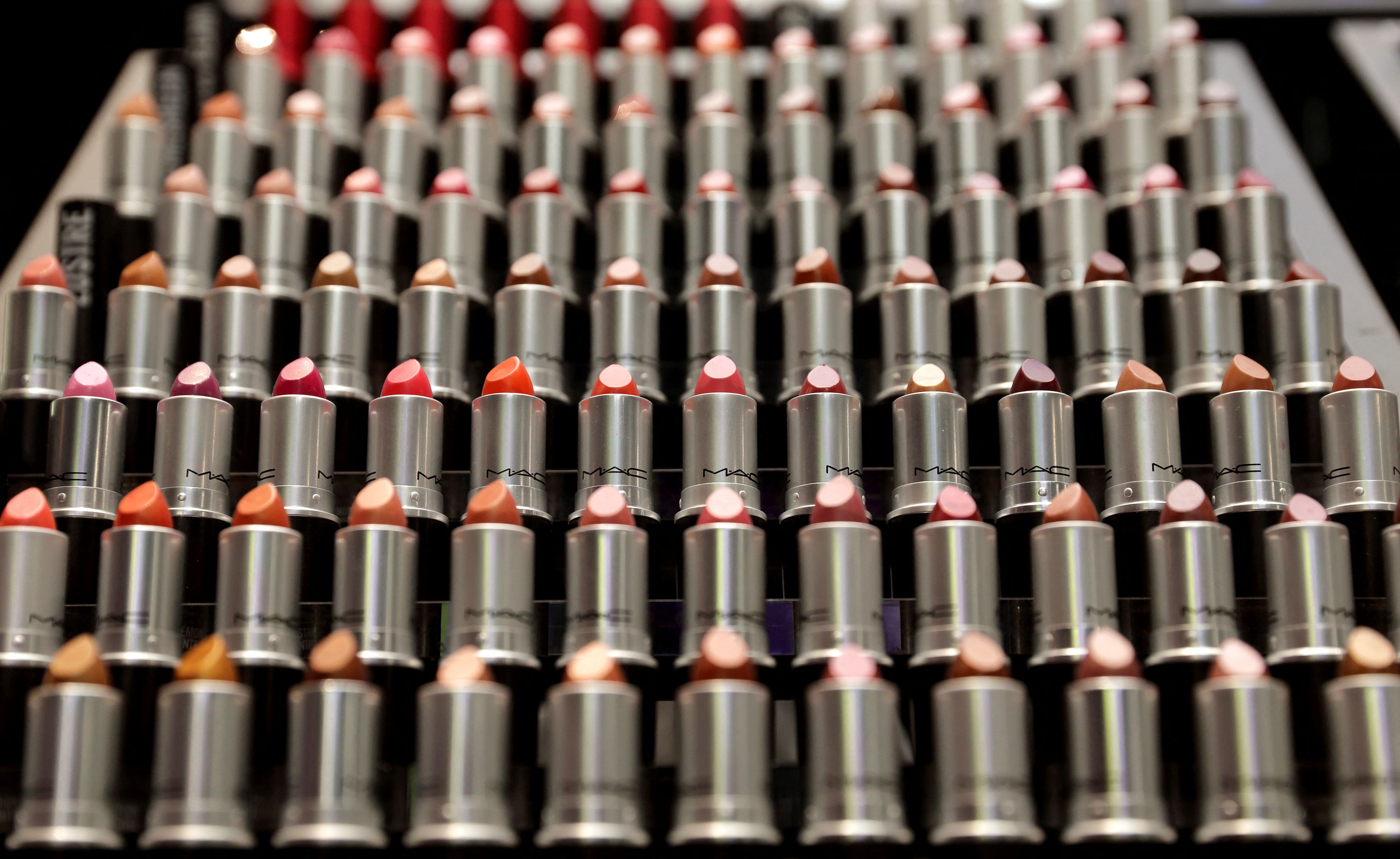 Lipstick is displayed in the M.A.C flaghip store in Paris