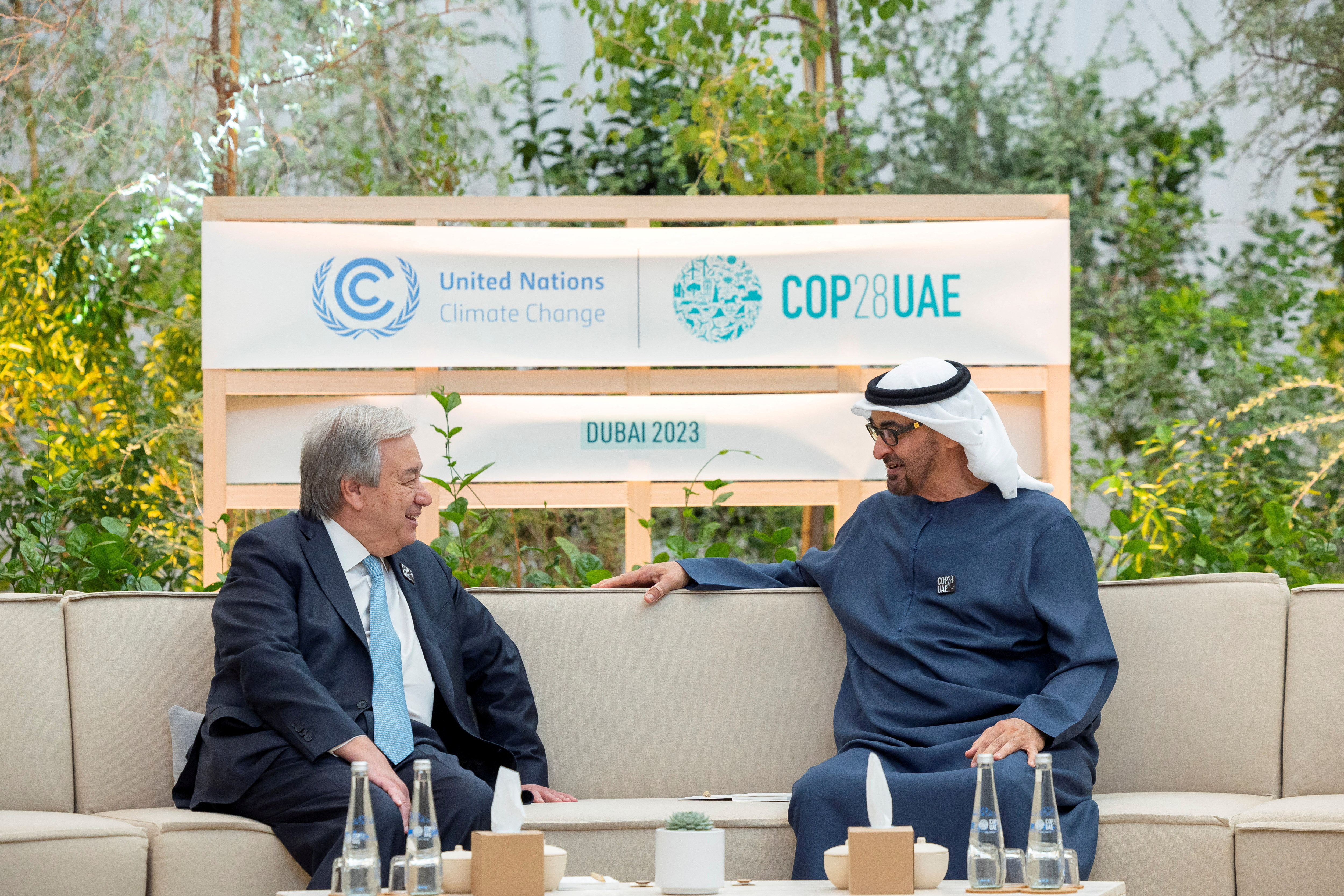 President of the United Arab Emirates Sheikh Mohamed bin Zayed Al Nahyan meets with Secretary-General of the United Nations Antonio Guterres, in Dubai