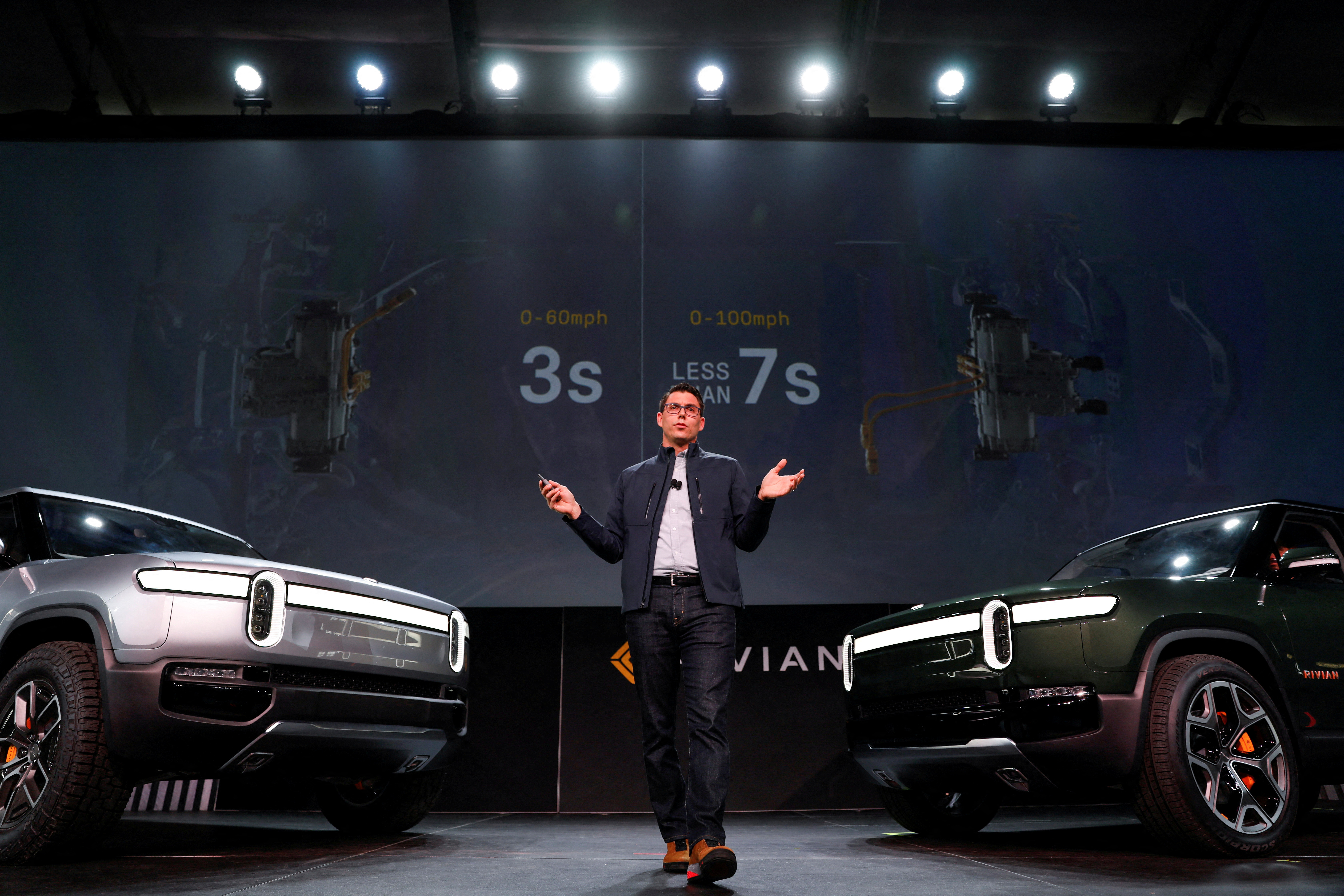 Rivian introduces all-electric pickup truck and SUV at LA Auto Show in Los Angeles