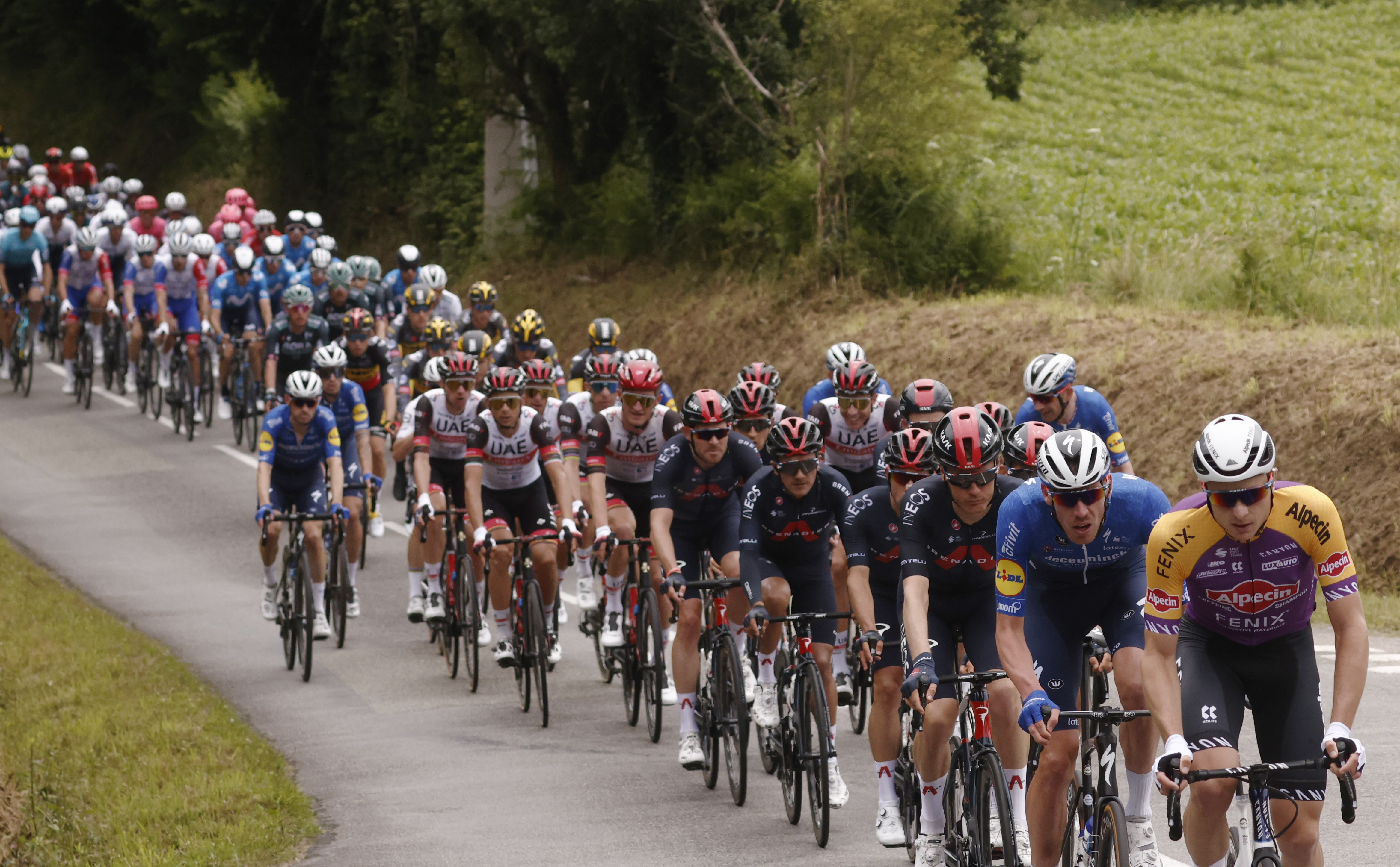 Cycling - Tour de France - Stage 1 - Brest to Landerneau - France - June 26, 2021 The peloton in action REUTERS/Stephane Mahe