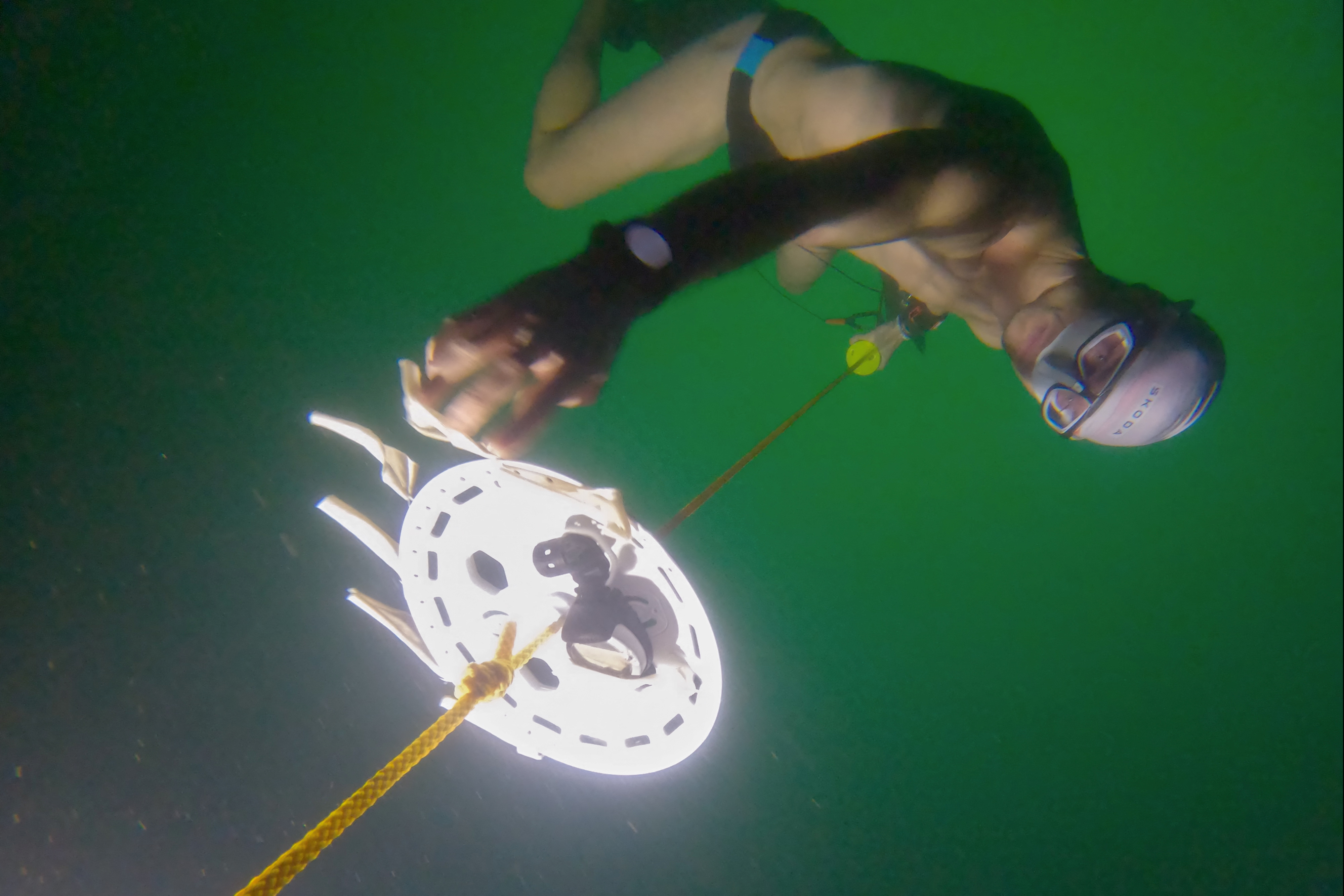 Czech freediver Vencl reaches 52 metres under the ice in Sils