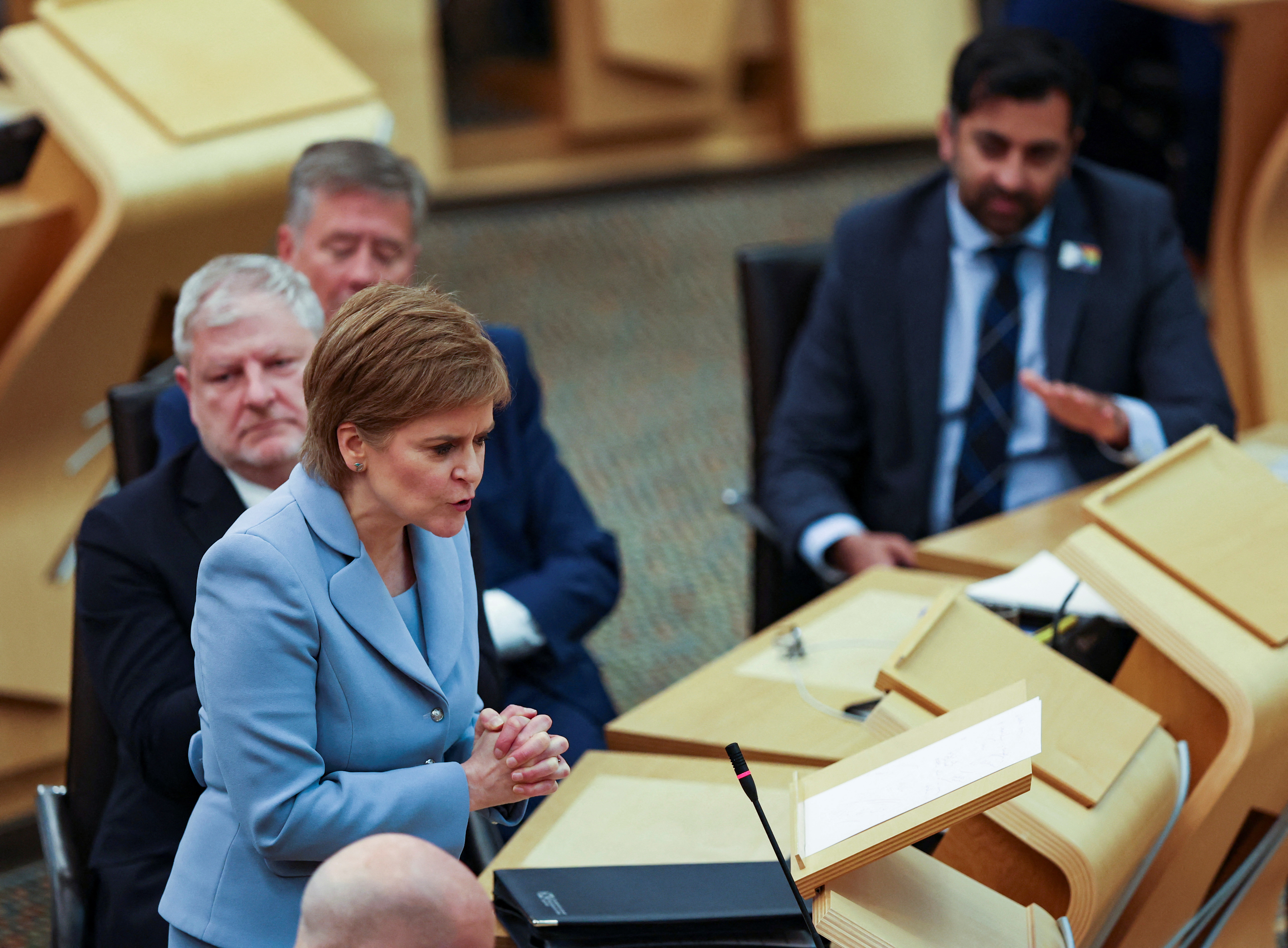 Scotland's First Minister Nicola Sturgeon makes a statement on an independence referendum at the Scottish Parliament, in Edinburgh
