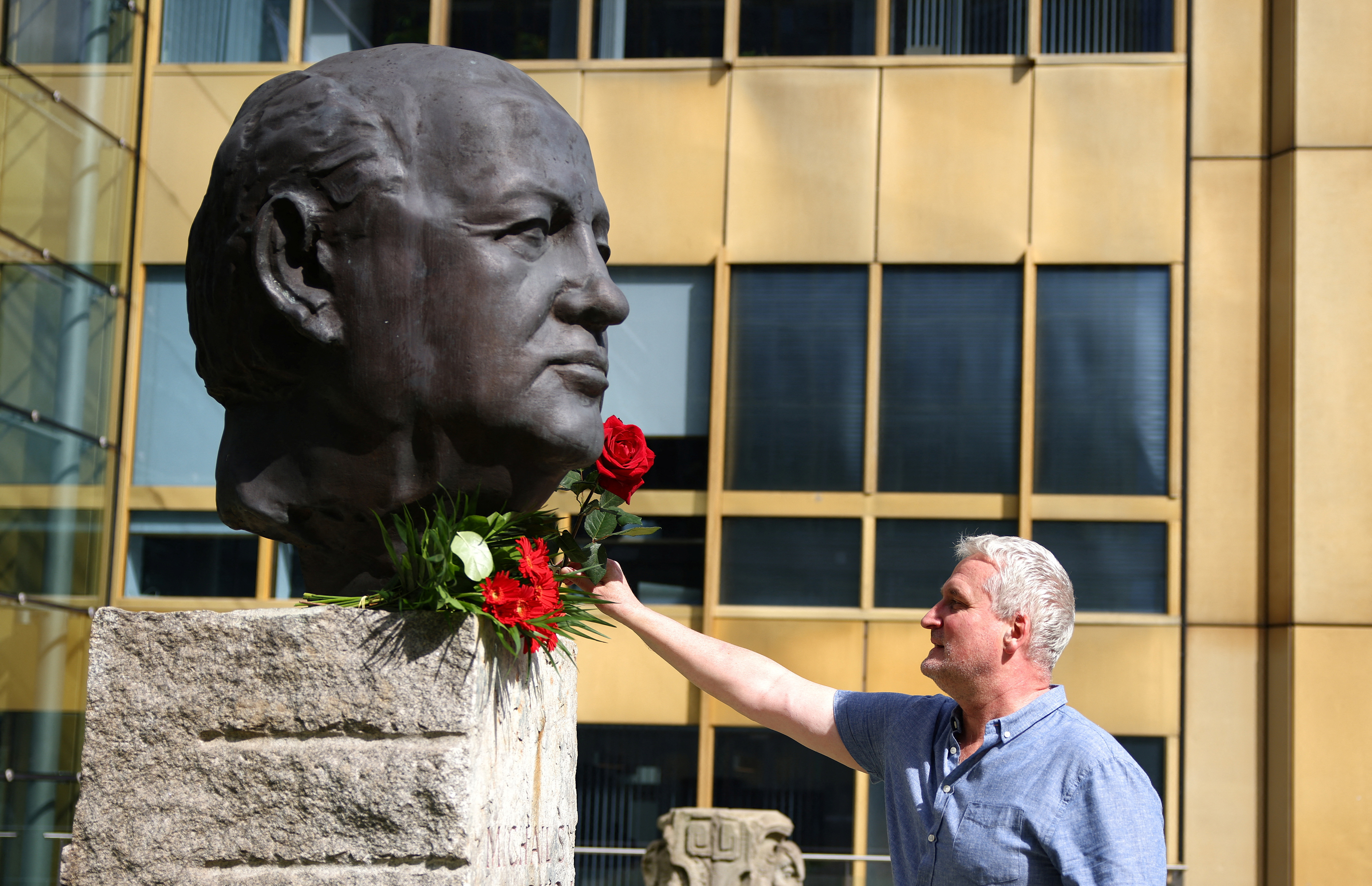 Sculpture of the final leader of the Soviet Union Mikhail Gorbachev in Berlin