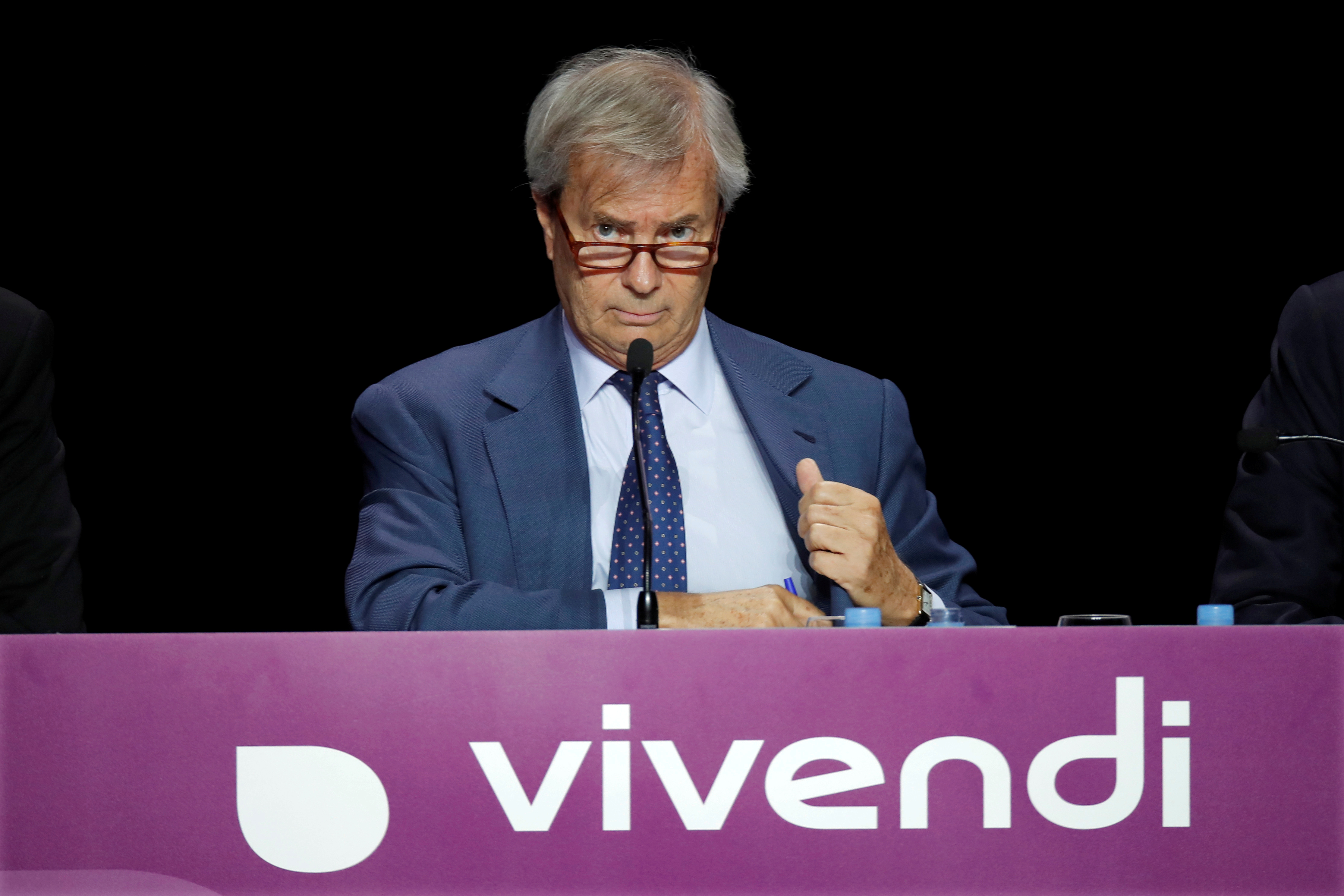 Vincent Bollore, Chairman of the Supervisory Board of media group Vivendi, attends the company's shareholders meeting in Paris