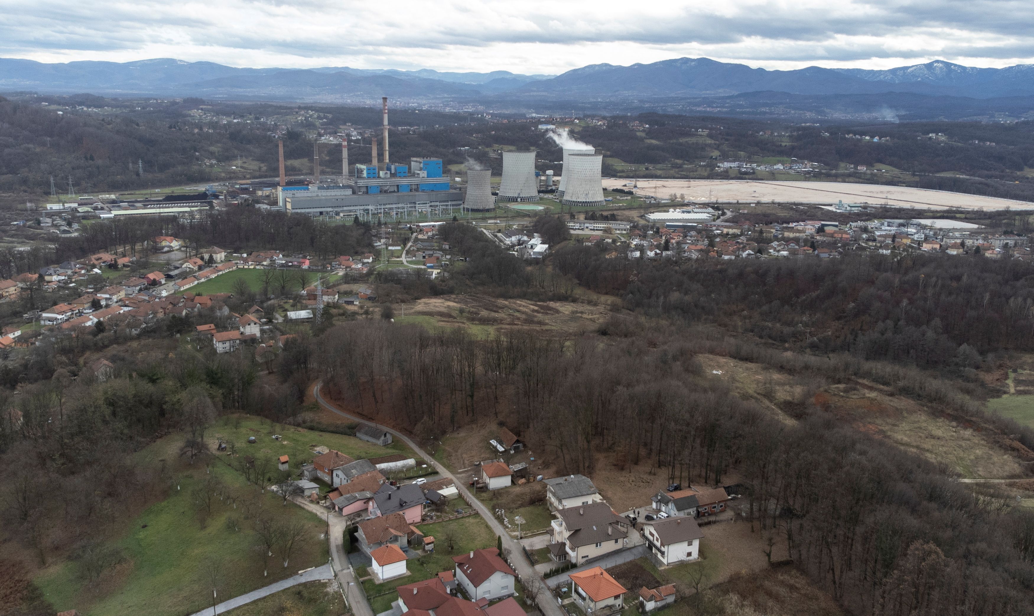 Settlement Bukinje near Thermal Power Plant is seen in this aerial shoot in Tuzla