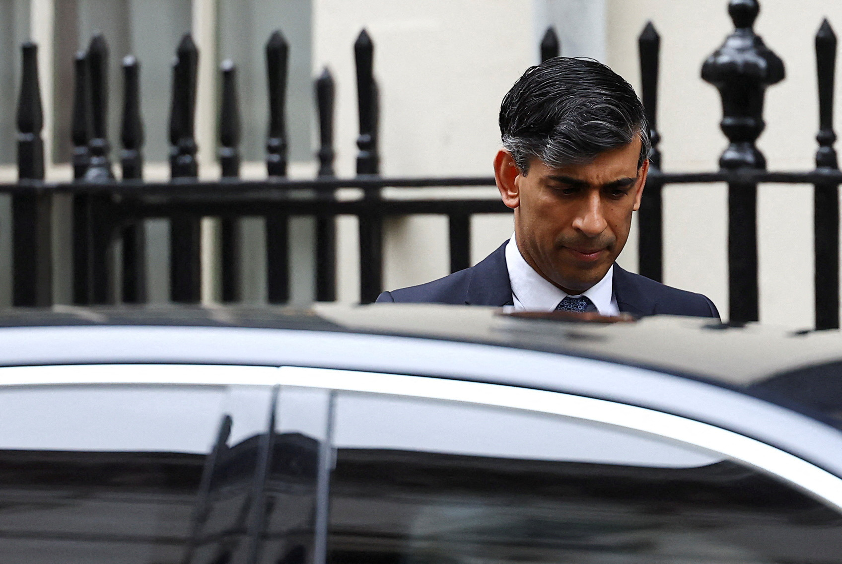 British Prime Minister Rishi Sunak leaves Downing Street in London