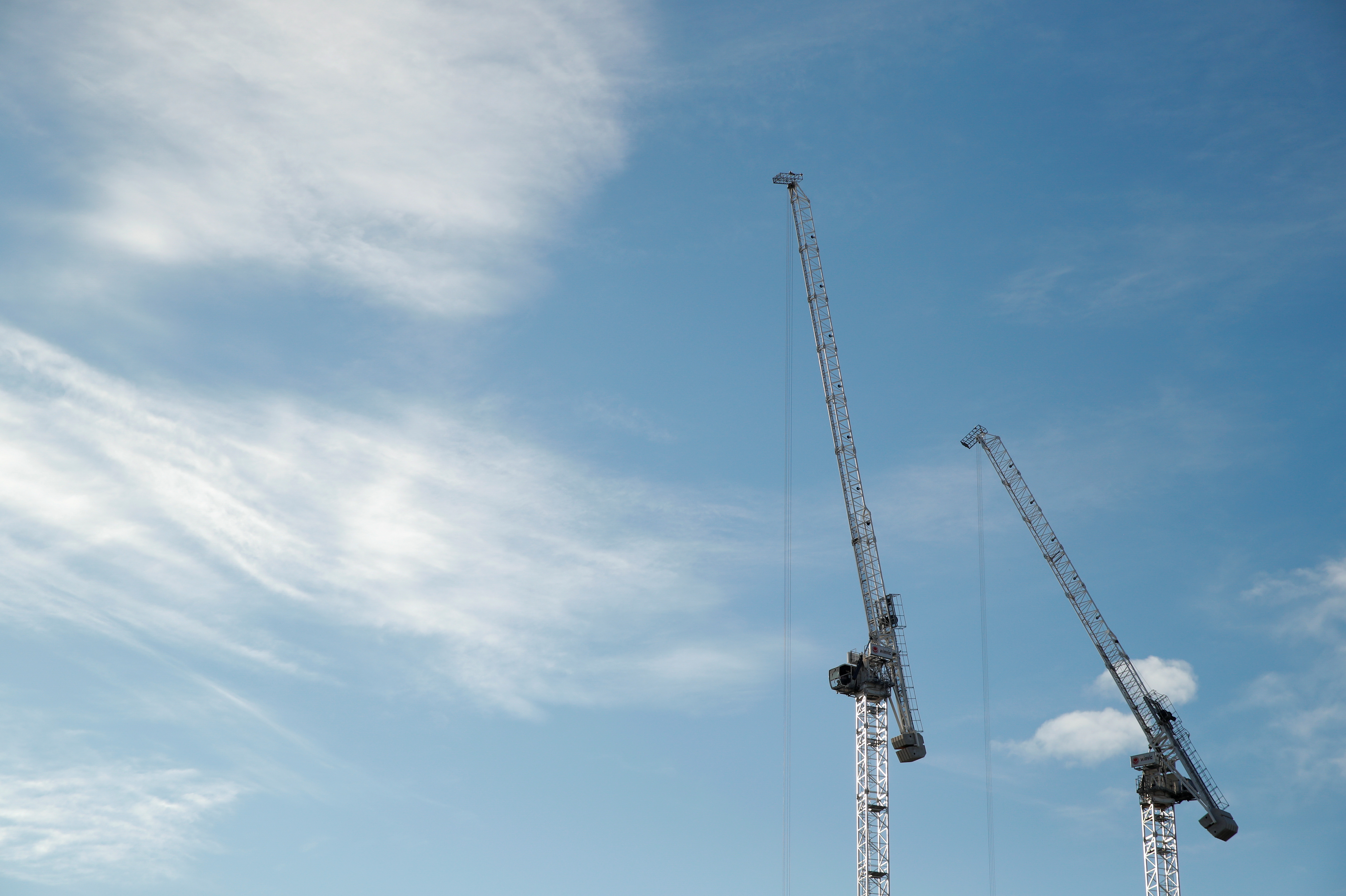 A view shows construction cranes in Milton Keynes