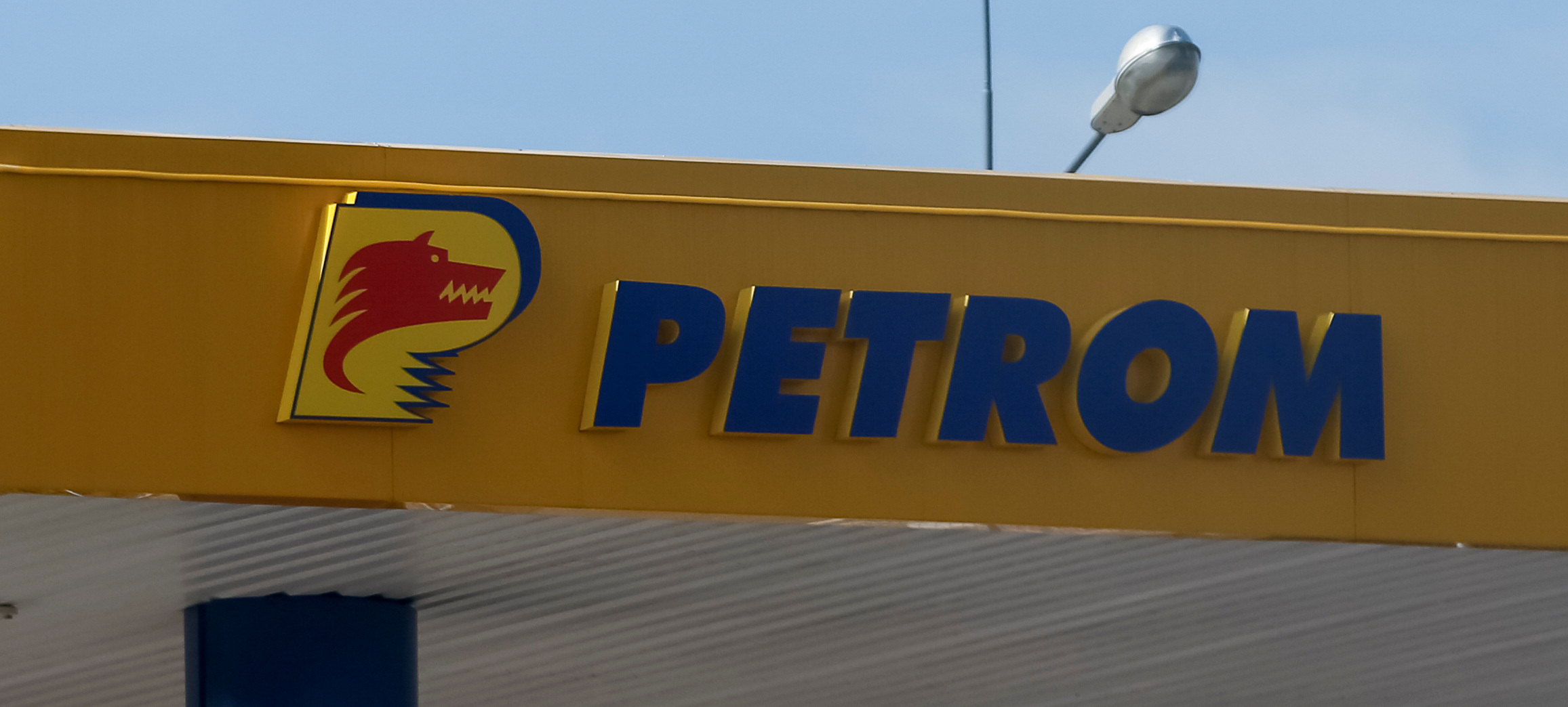 A logo of Petrom company is seen on the roof of its petrol station in Chisinau