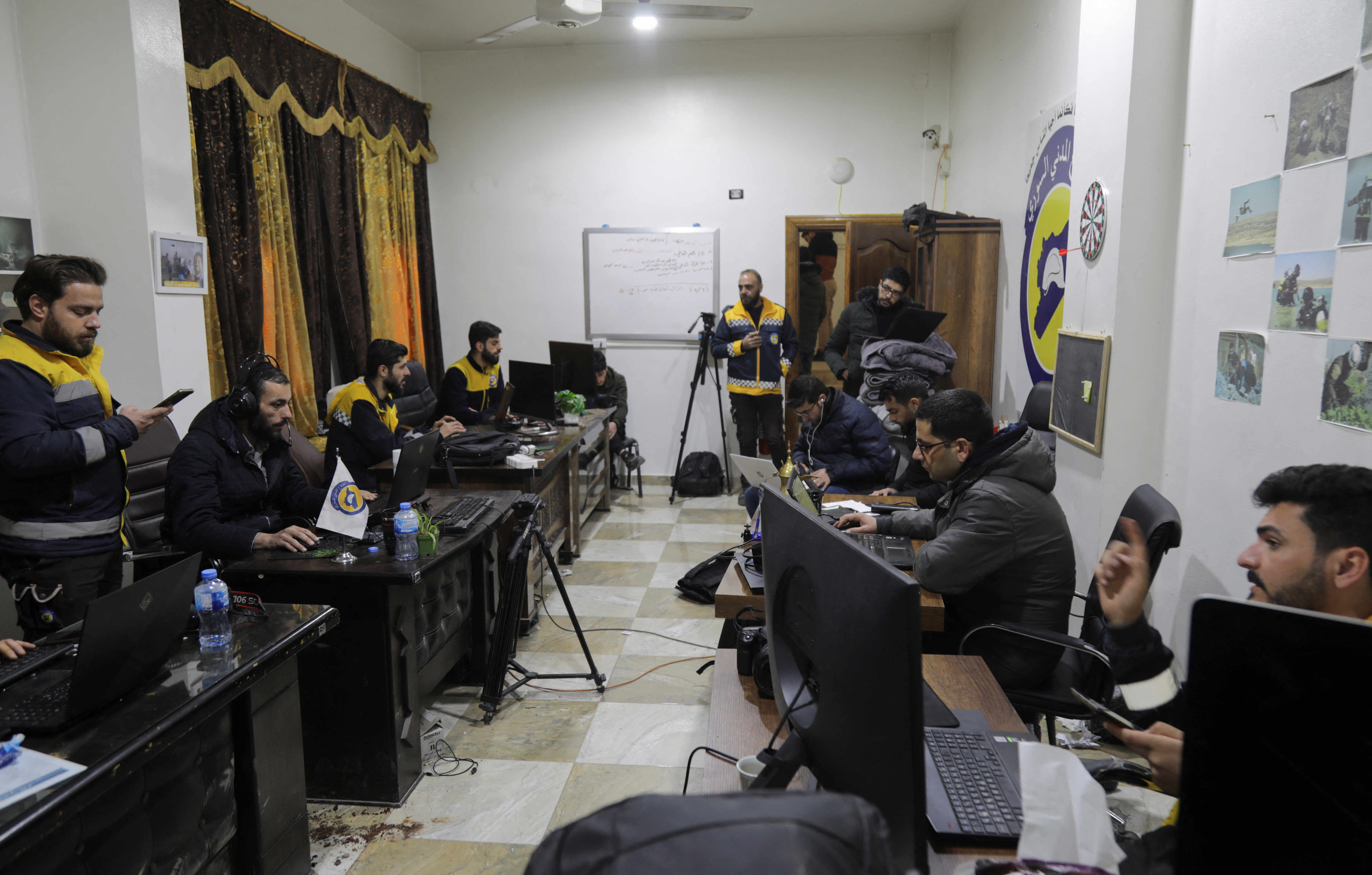 Media center of the White Helmets in aftermath of earthquake in Sarmada