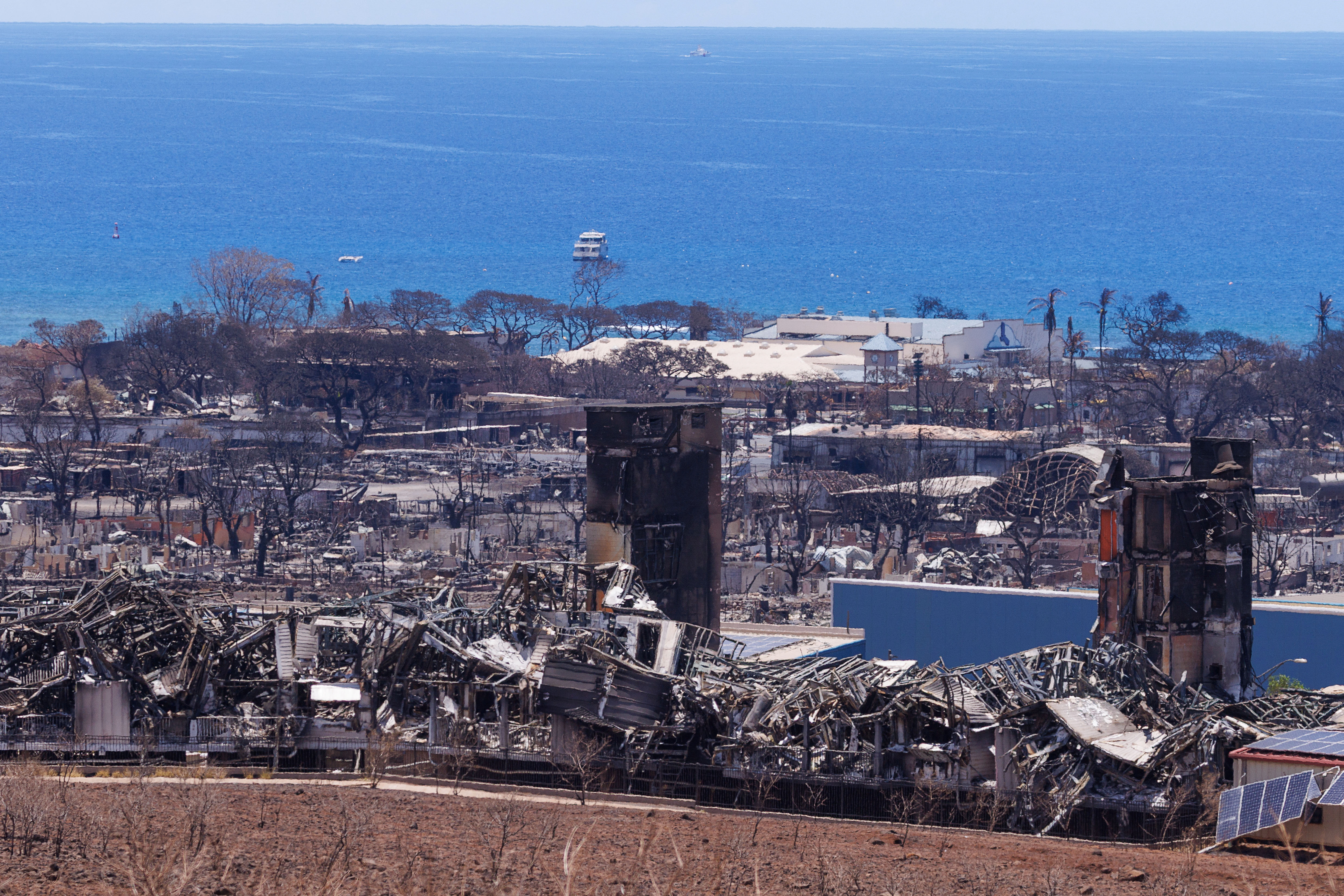The fire ravaged town of Lahaina on the island of Maui
