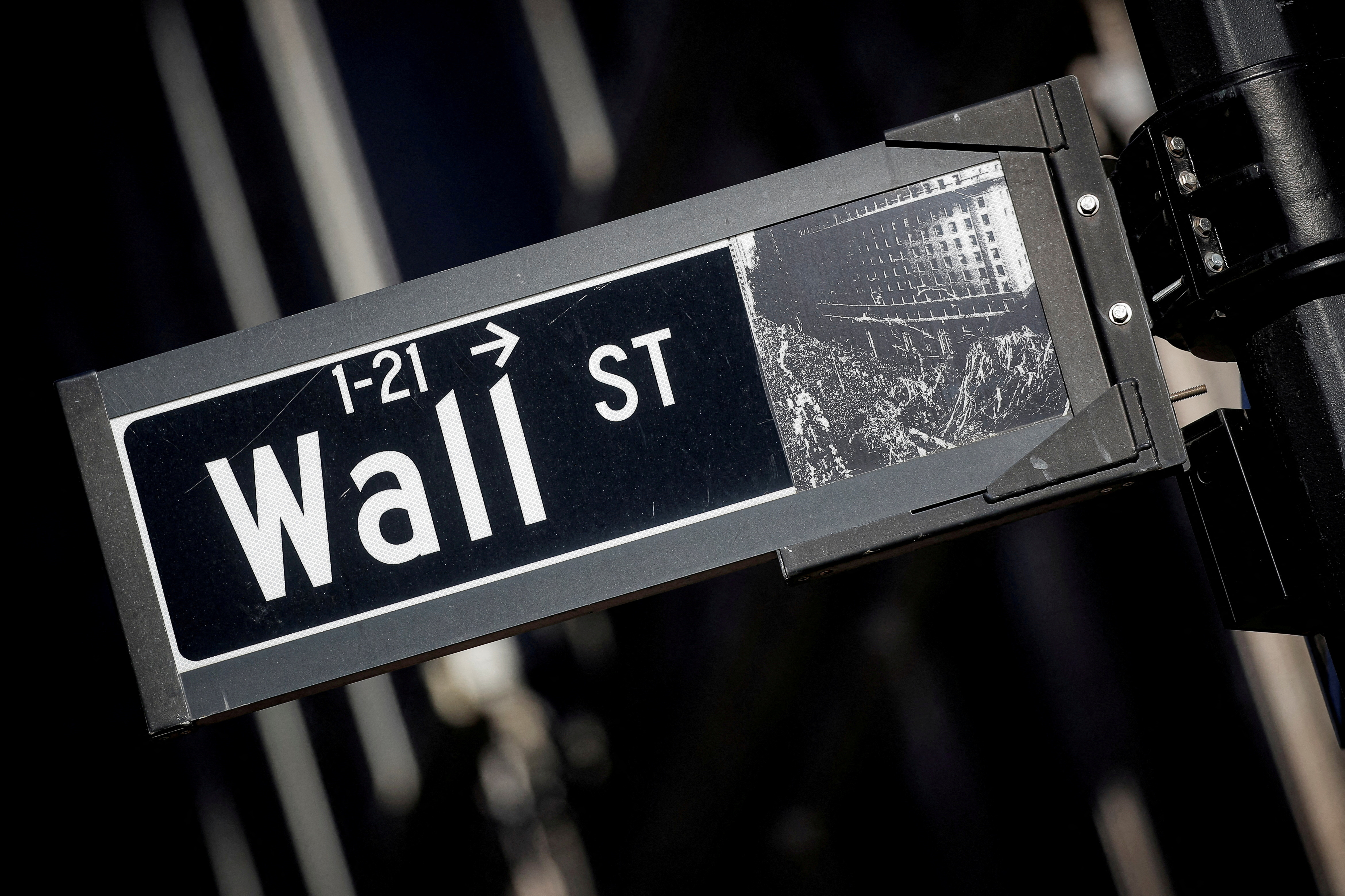 A street sign for Wall Street is seen in the financial district in New York
