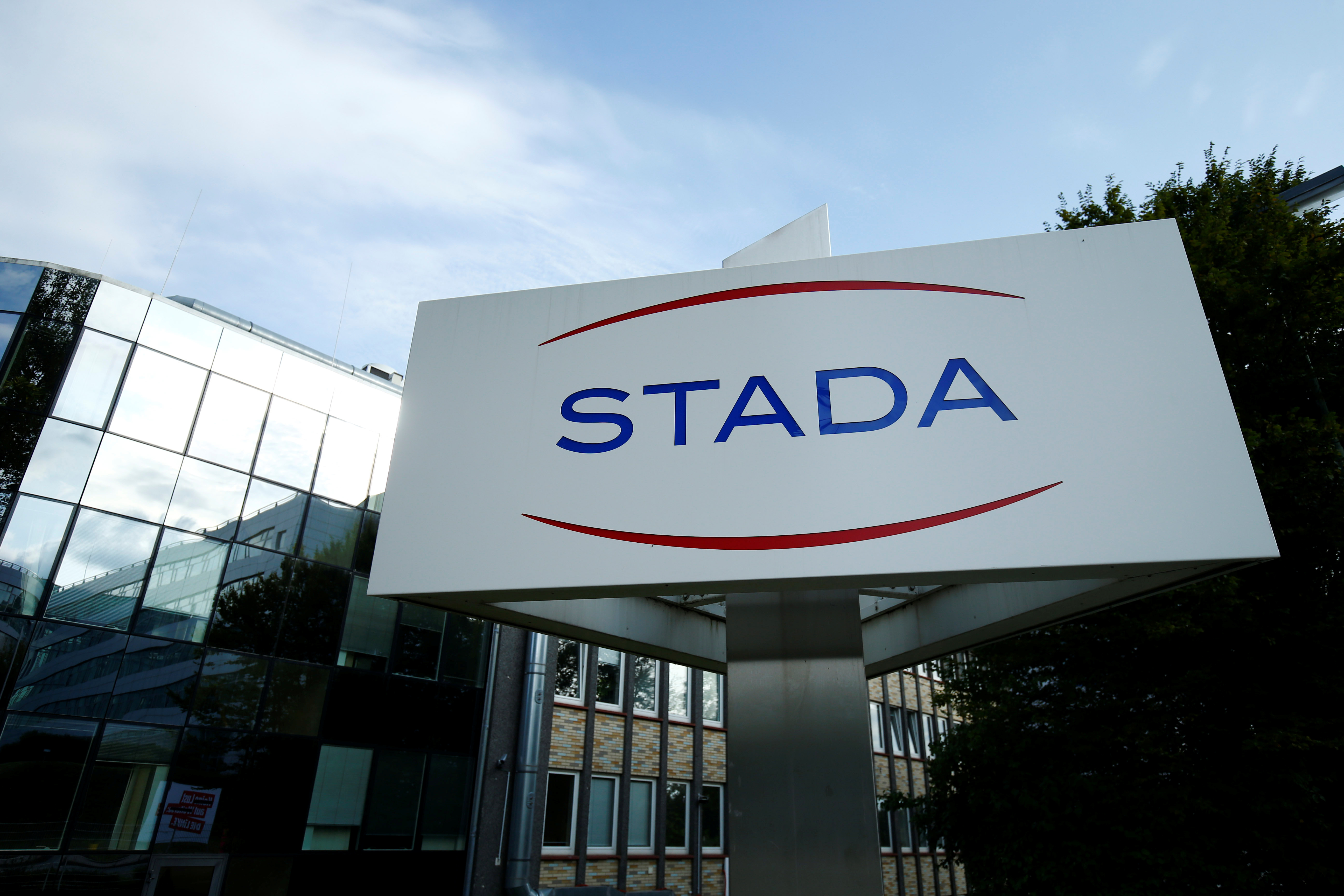 The logo of Stada Arzneimittel AG is pictured at their headquarters in Bad Vilbel near Frankfurt