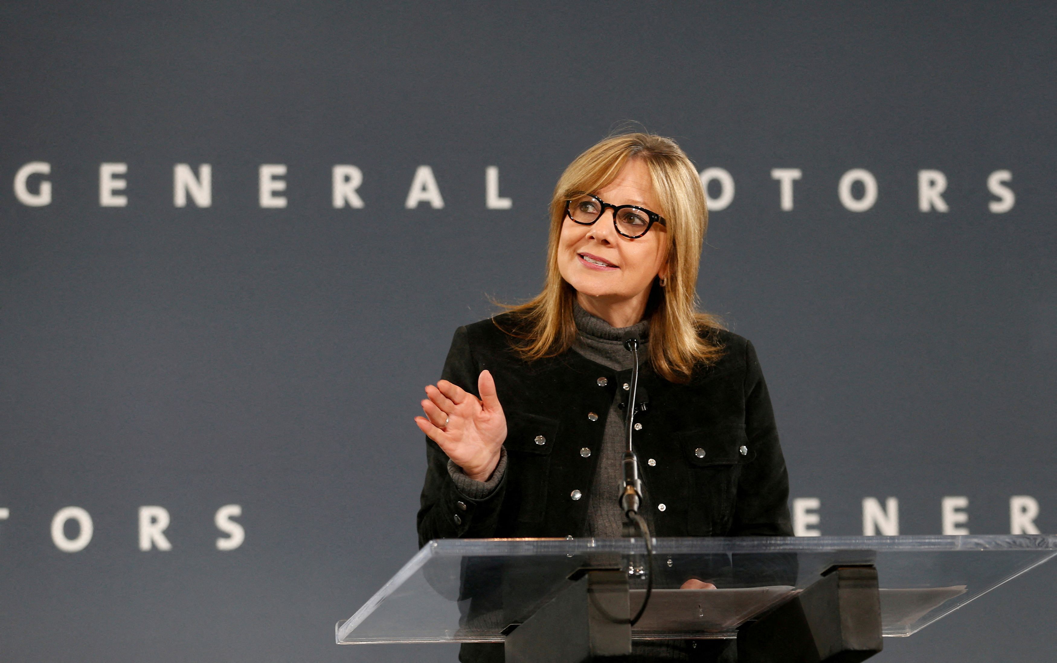 General Motors Chairman and CEO Mary Barra announces that Chevrolet will begin testing a fleet of Bolt autonomous vehicles in Michigan during a news conference in Detroit