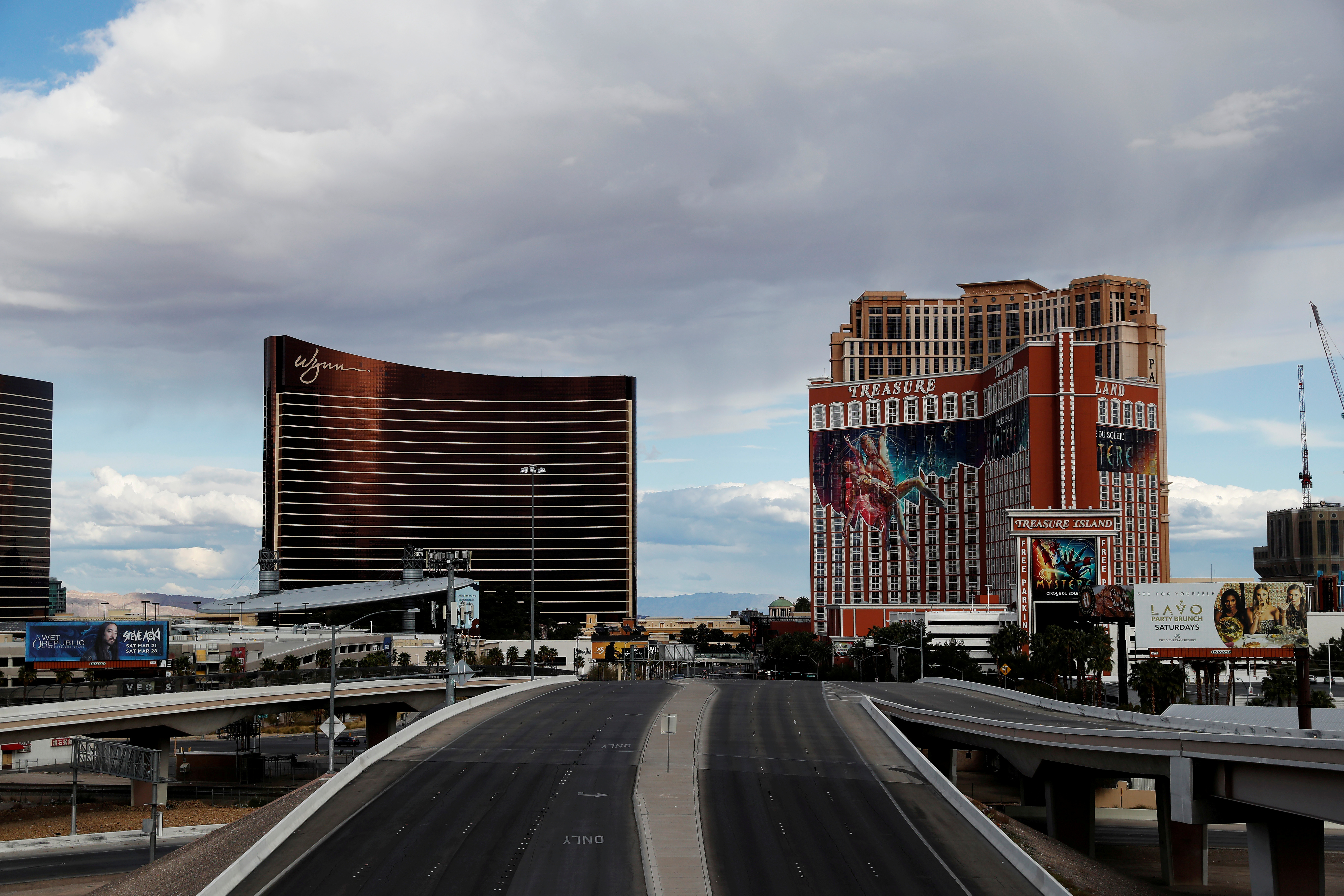 File photo - Empty roads leading into and out of the Las Vegas strip