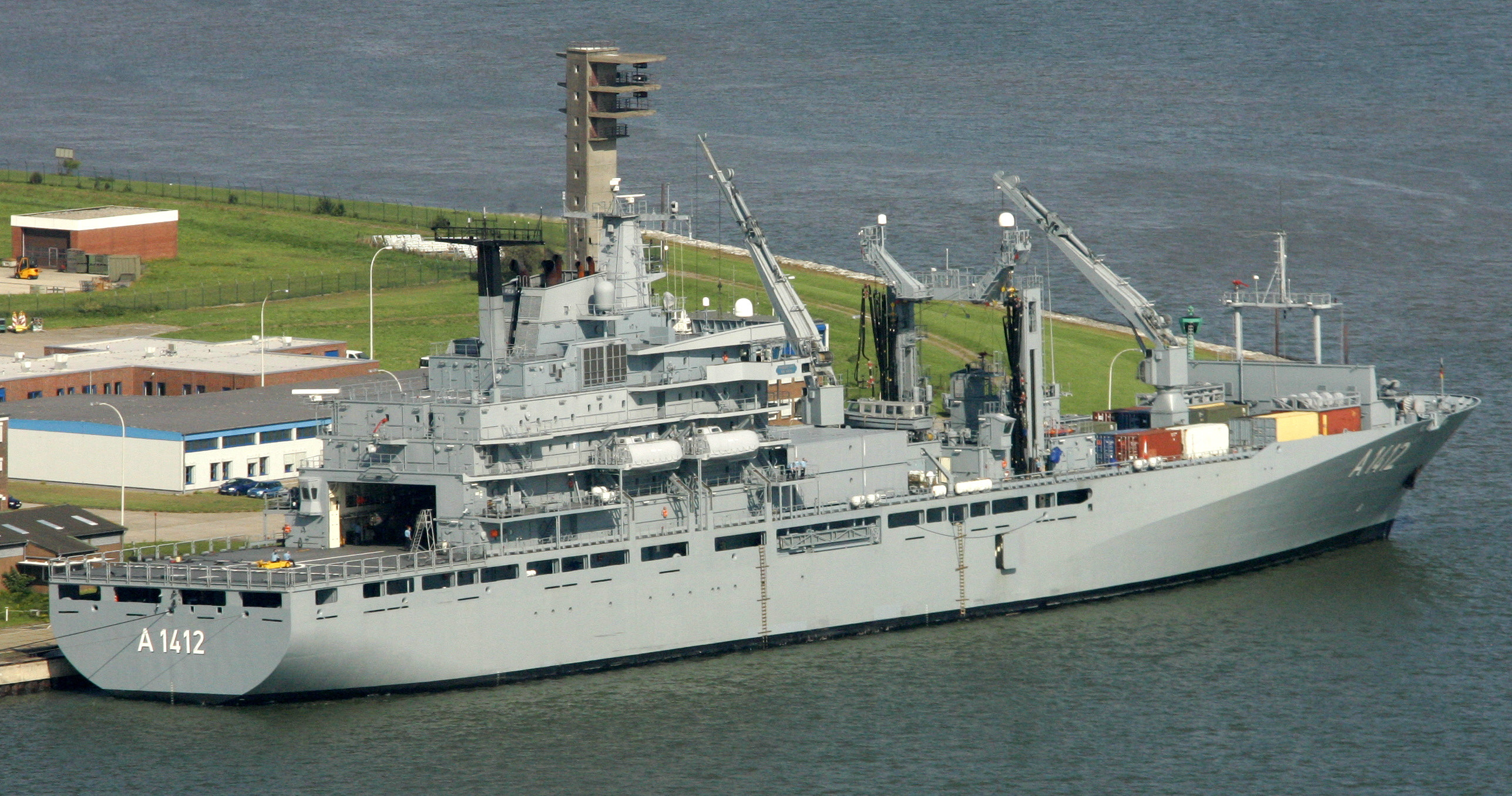 German Navy combat support ship Frankfurt am Main is moored at the northern German naval base of Wilhelmshaven