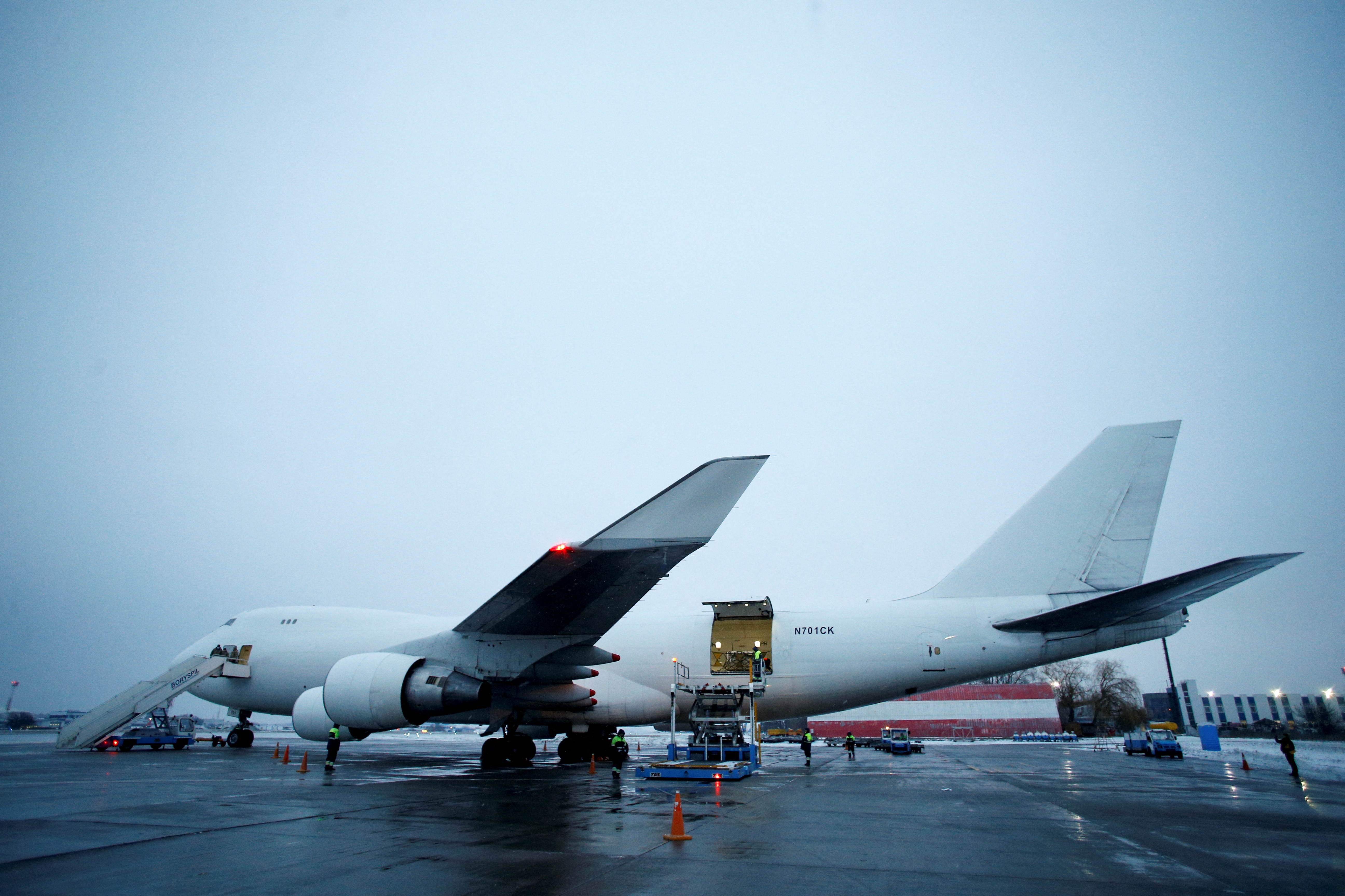 Ukraine receives military aid from United States, at the Boryspil International Airport