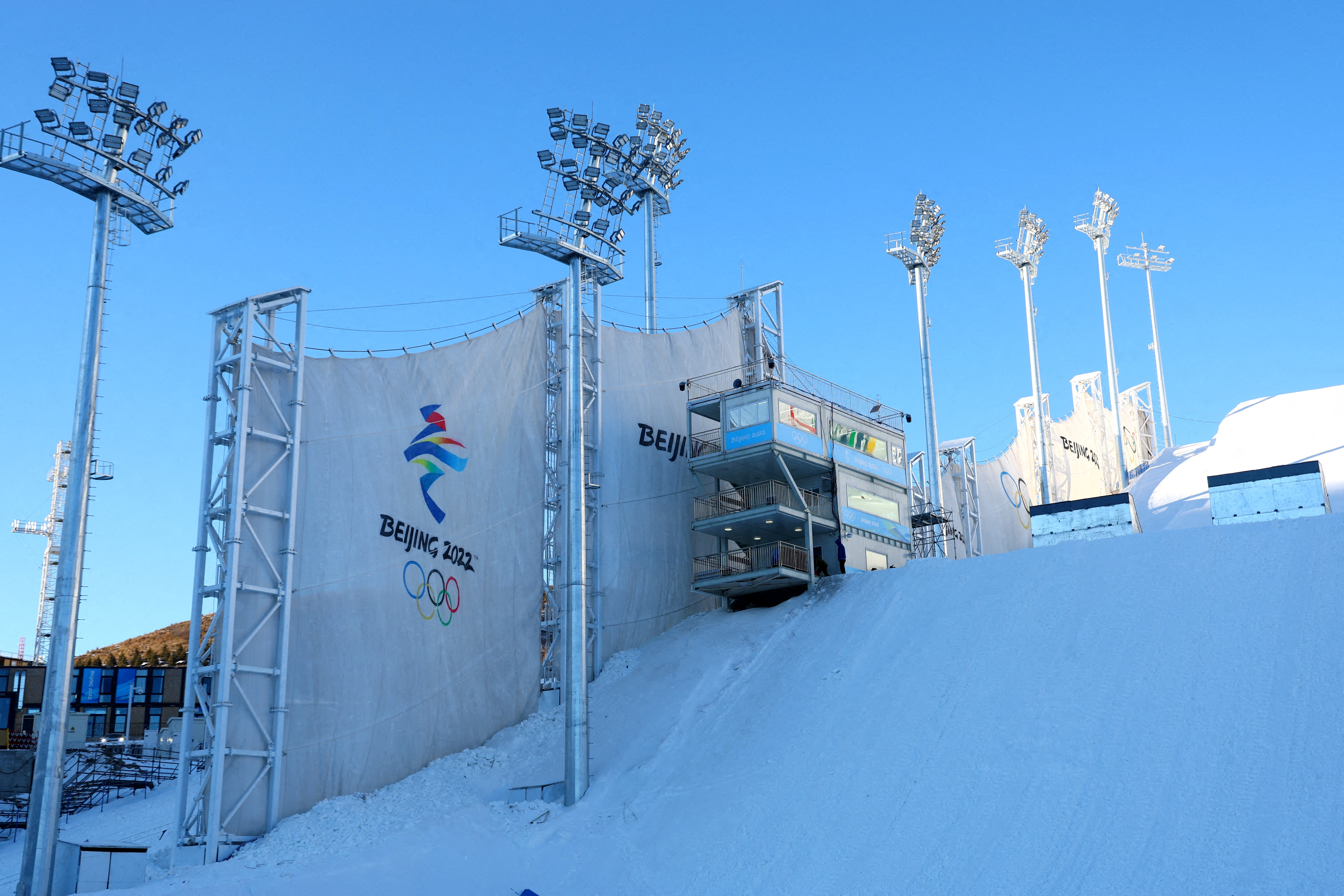Genting Snow Park, a competition venue for Snowboarding and Freestyle Skiing during the Beijing 2022 Winter Olympics, is seen in Beijing