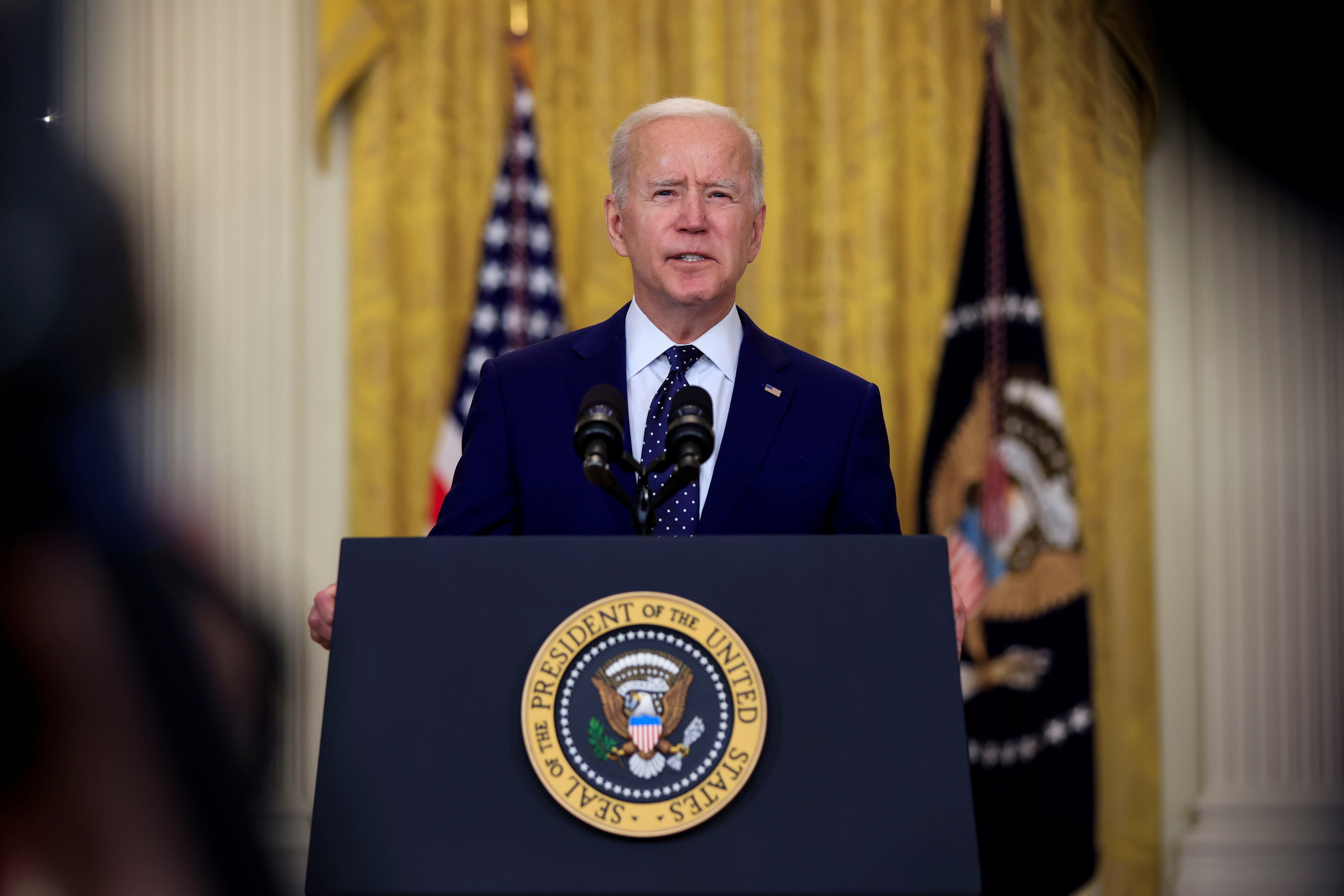 U.S. President Biden delivers remarks on Russia at the White House in Washington