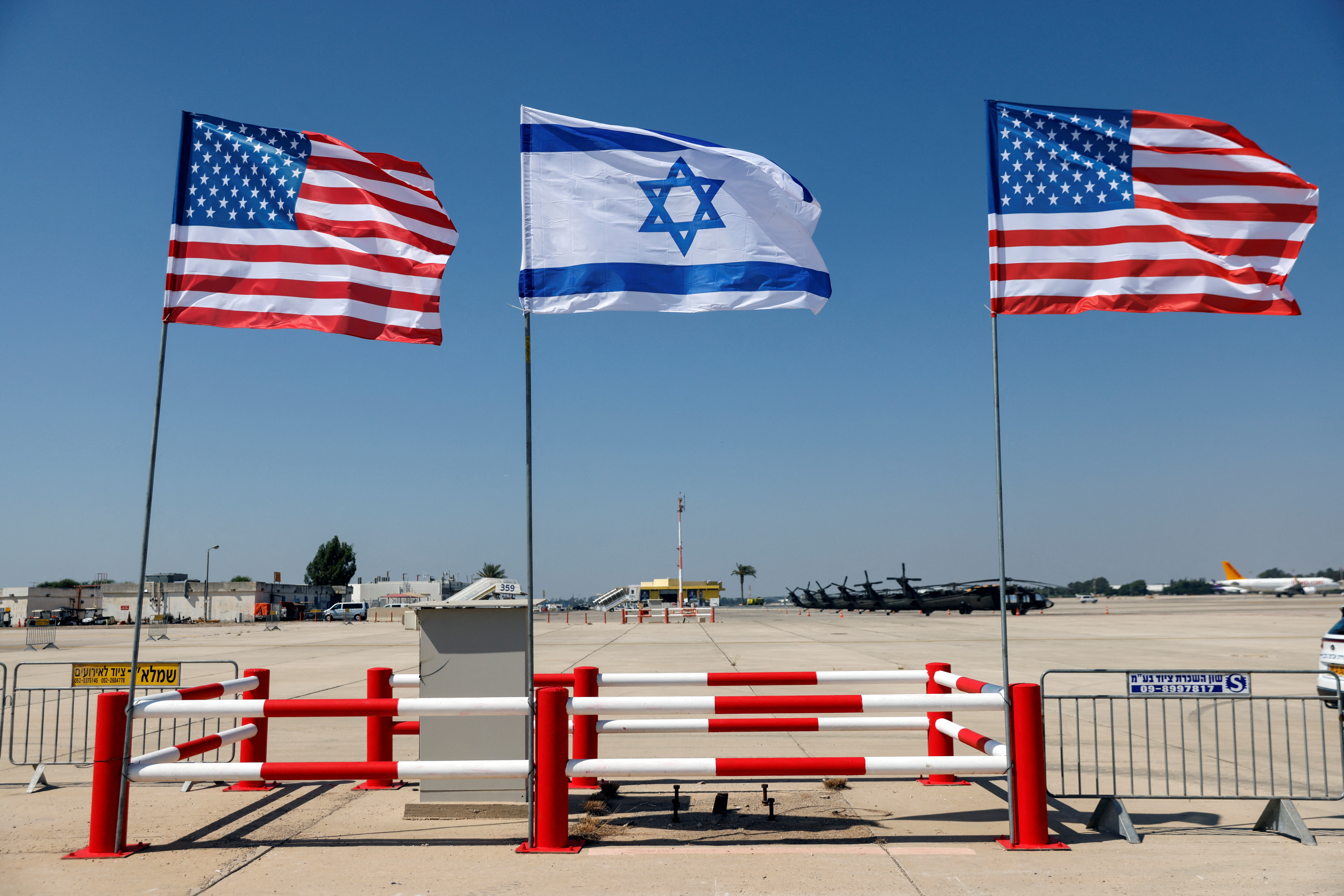 Preparations for the visit of U.S. President Biden at Ben Gurion International Airport near Tel Aviv