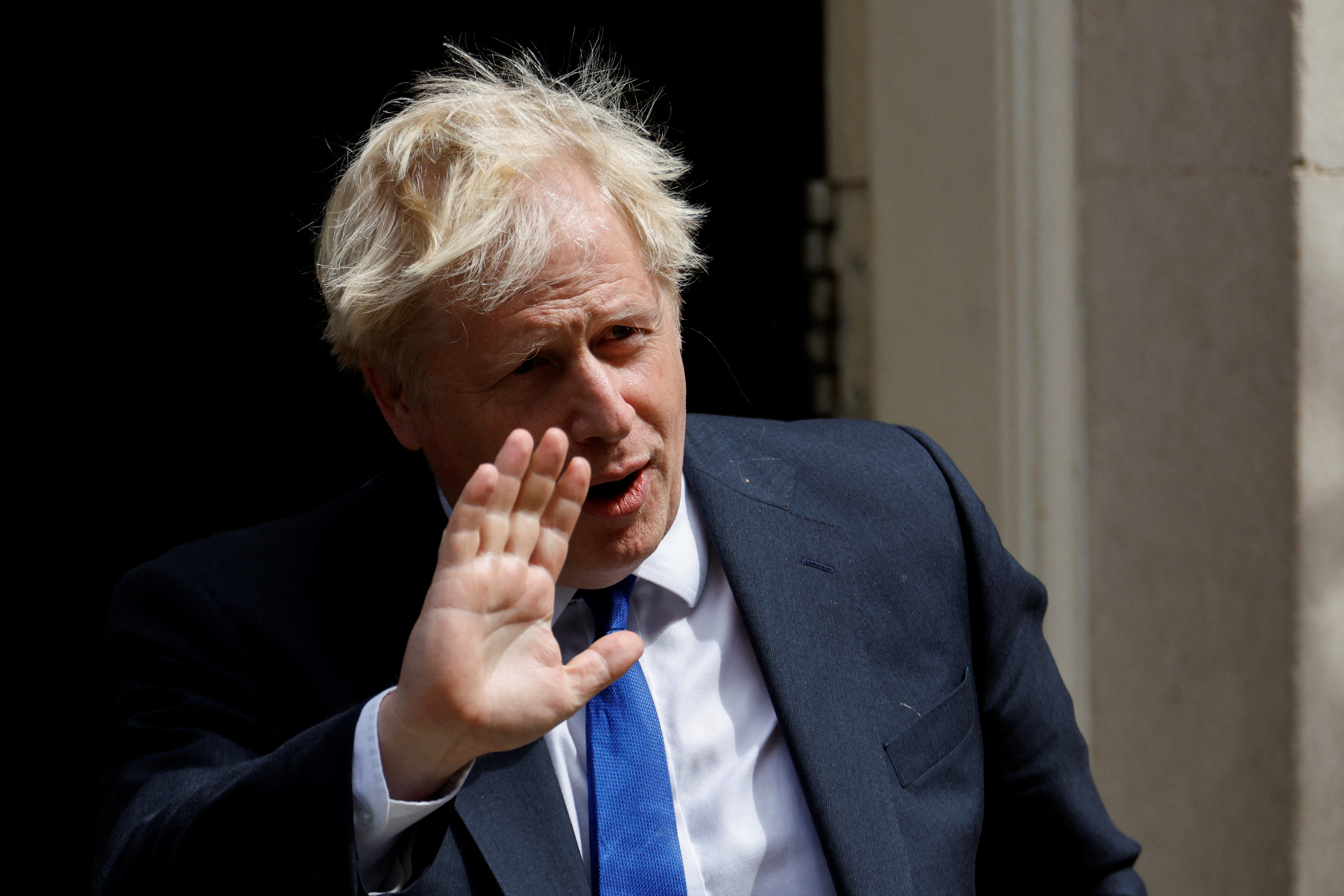 Boris Johnson at Downing Street in London