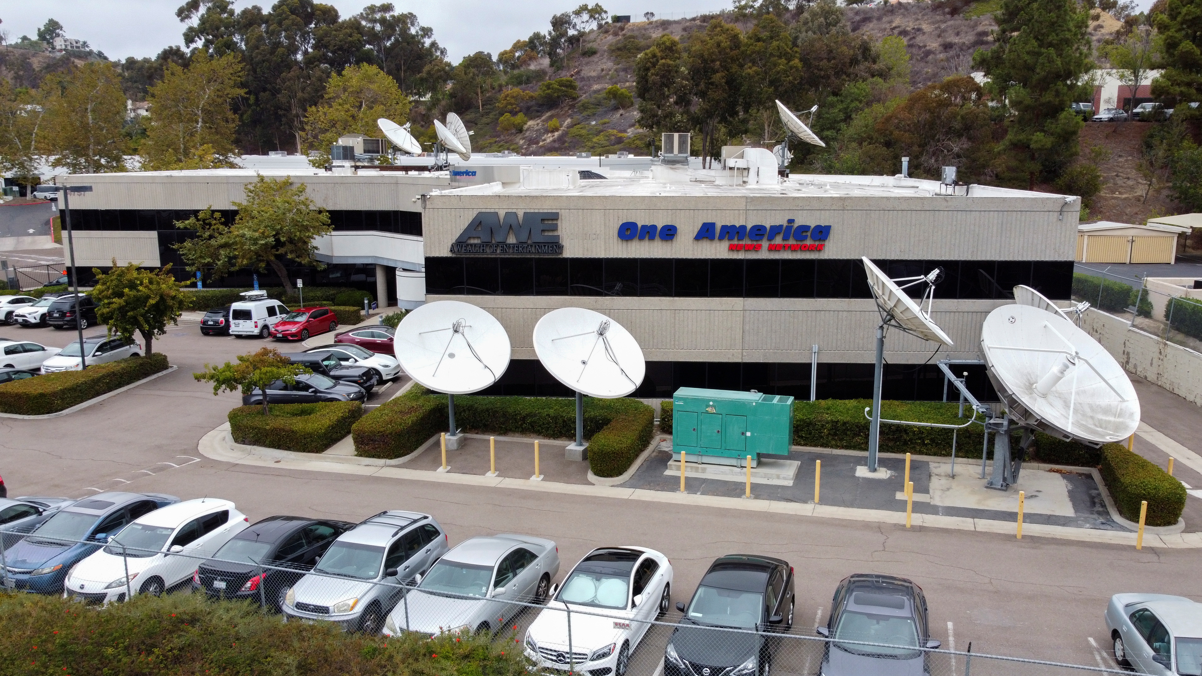 The U.S. headquarters for the One American News Network are seen in San Diego, California