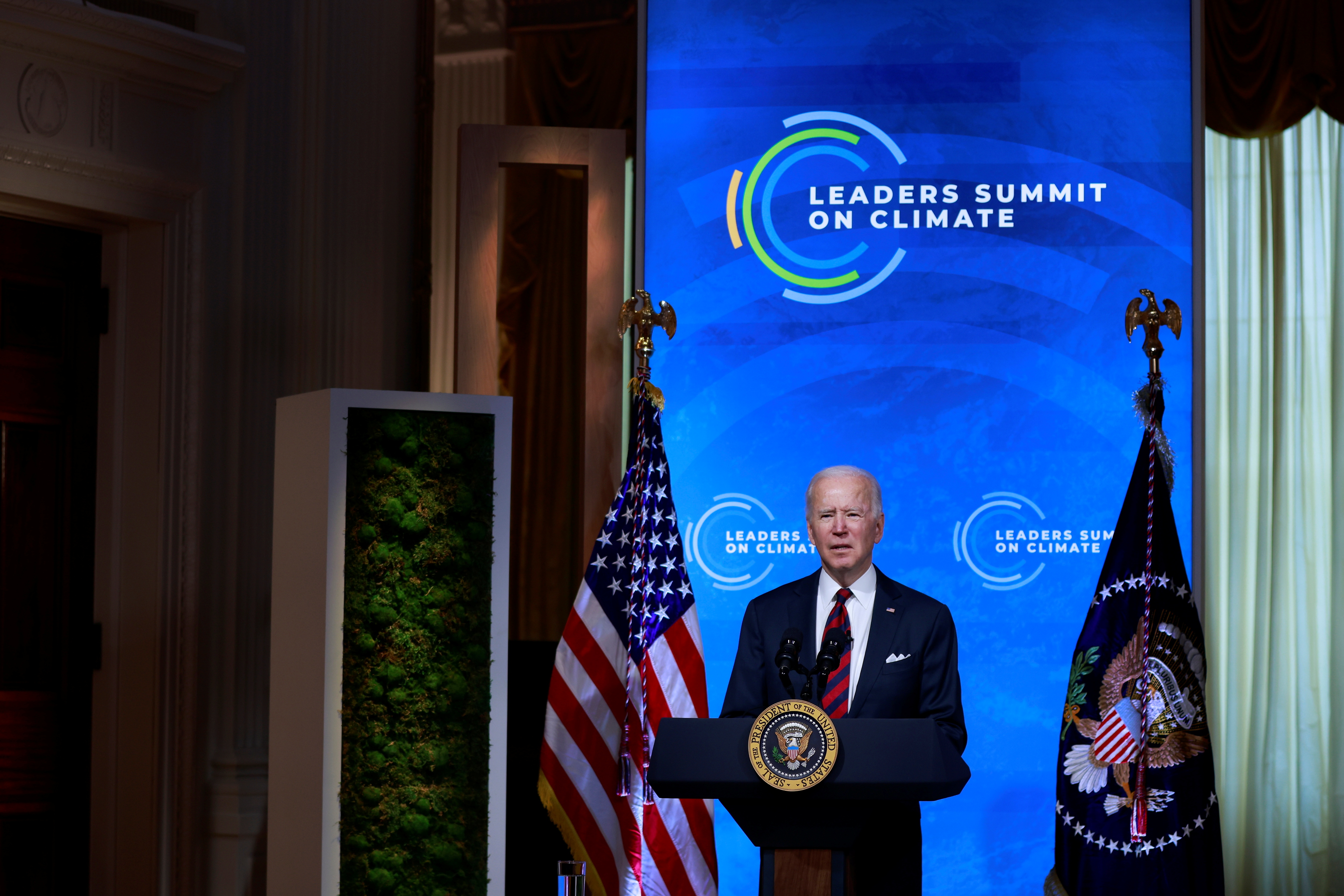 President Biden participates in a virtual climate summit at the White House