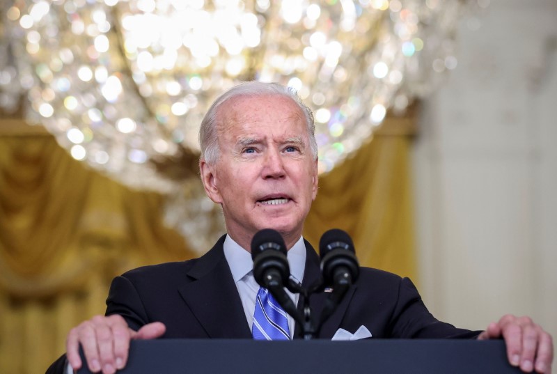 U.S. President Joe Biden discusses the economy and jobs at the White House in Washington