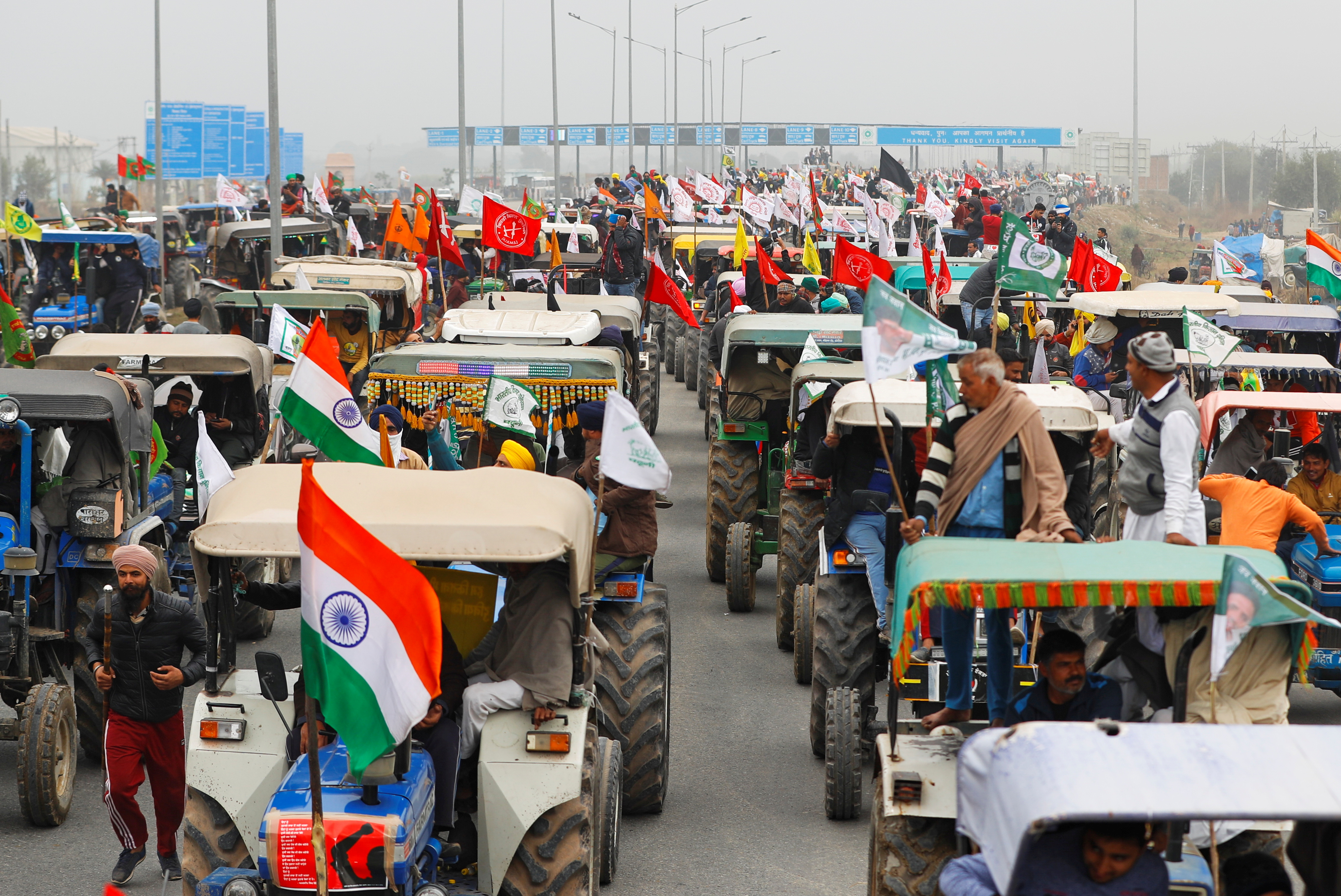 Rally to protest against the newly passed farm bills, on a highway on the outskirts of New Delhi