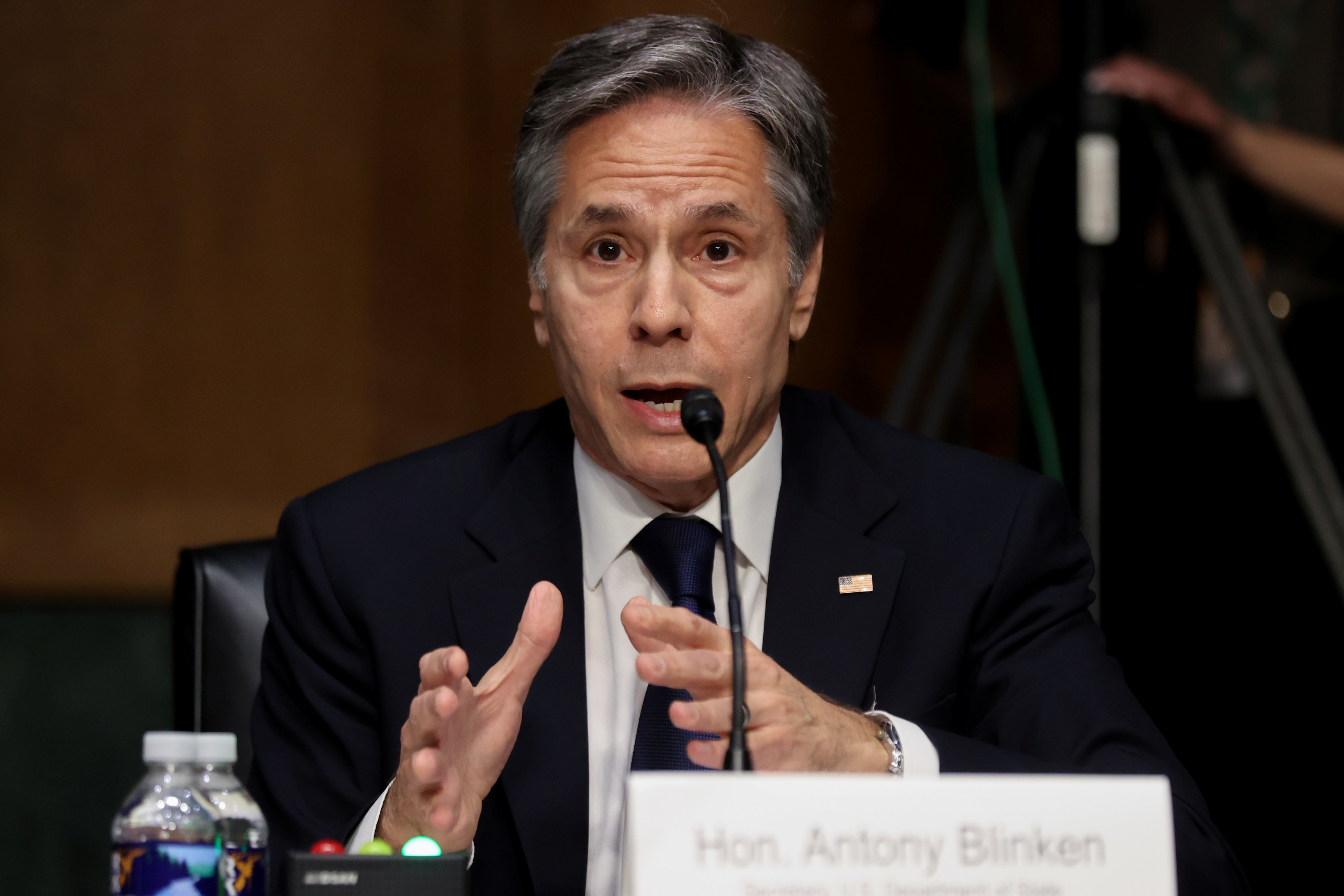 U.S. Secretary of State Blinken testifies about the State Department budget before the Senate Appropriations Committee on Capitol Hill in Washington