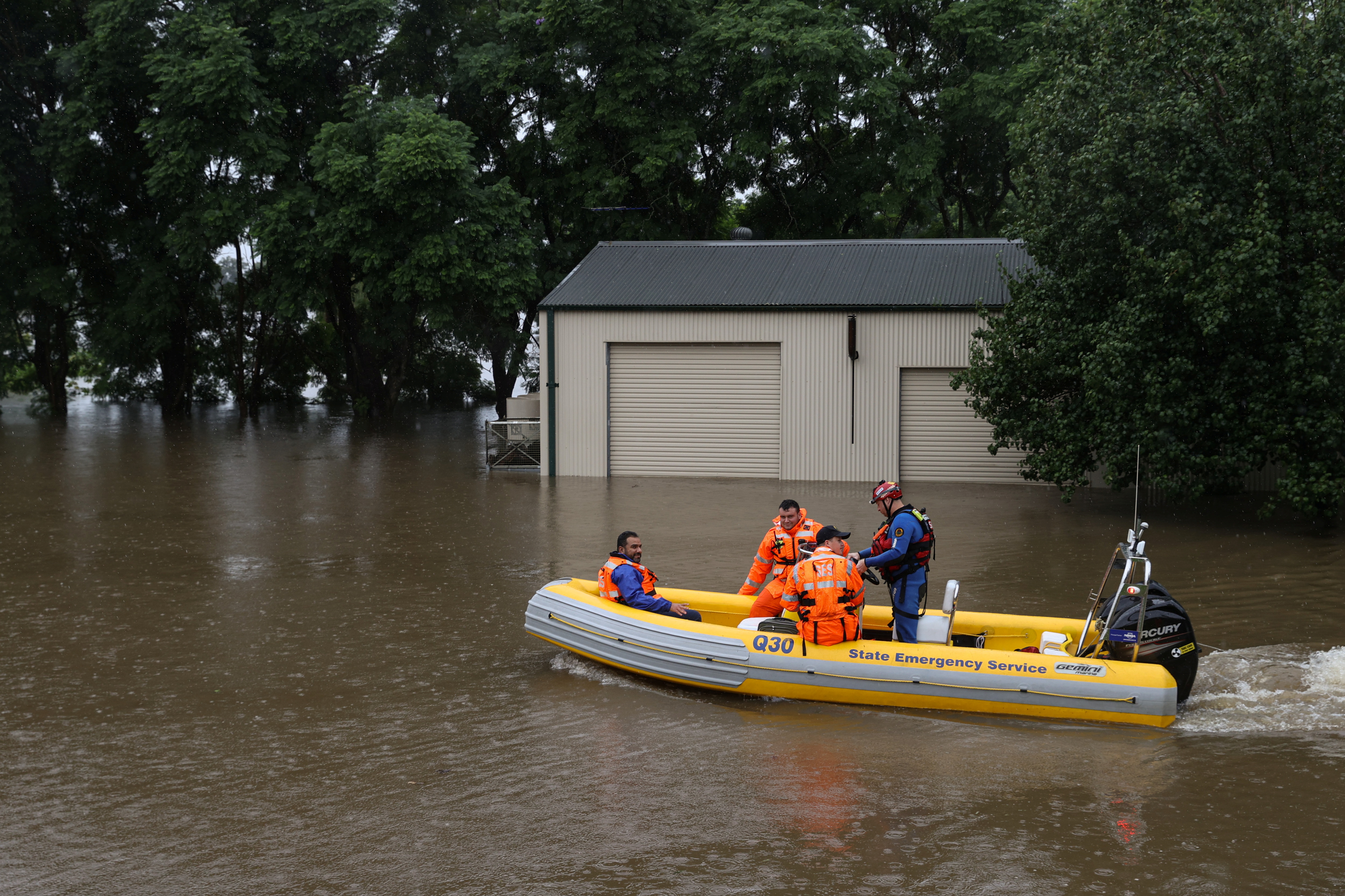 SES personnel carry out an operation during severe flooding in Sydney
