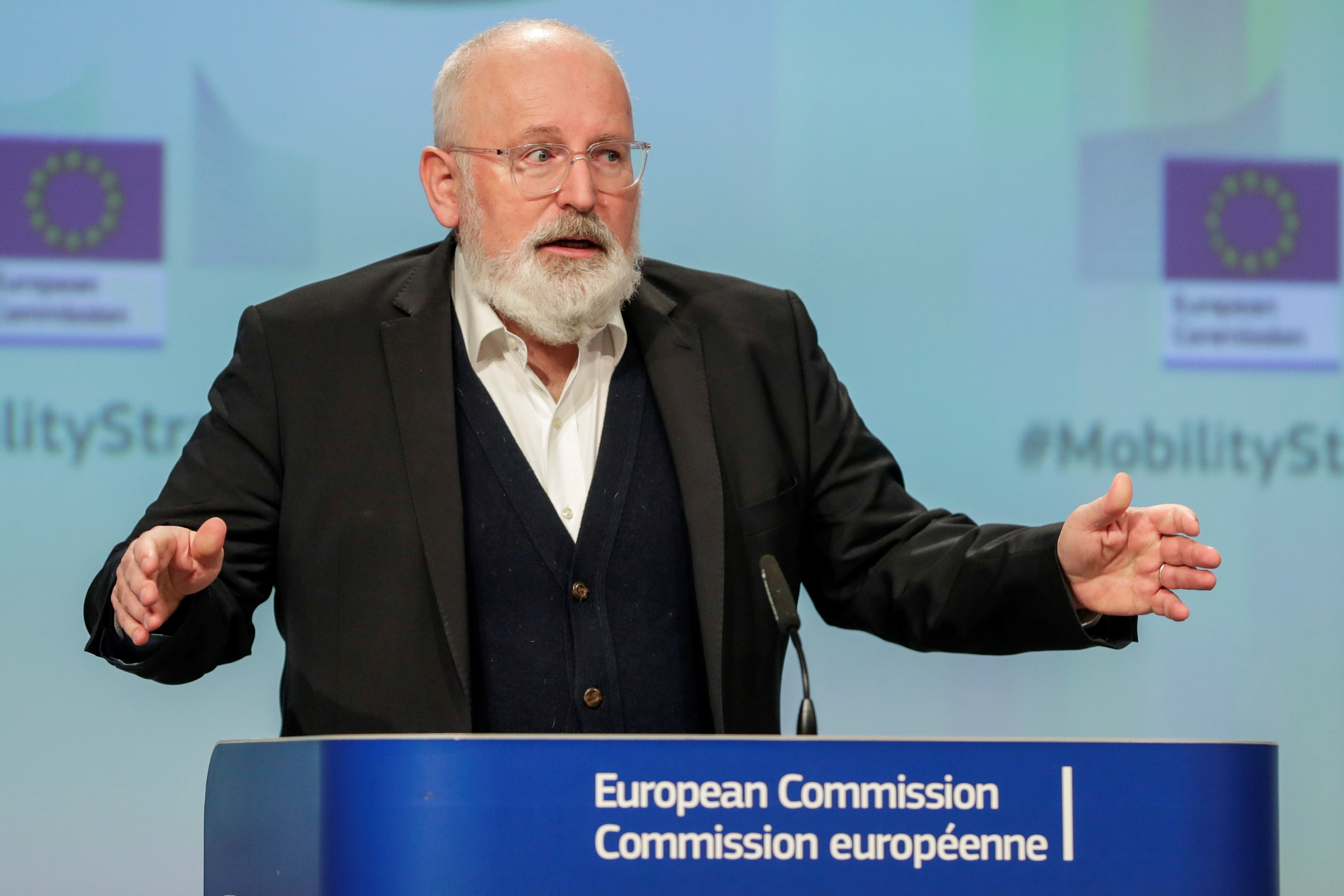 News conference presenting the bloc's strategy for sustainable and smart mobility in Brussels
