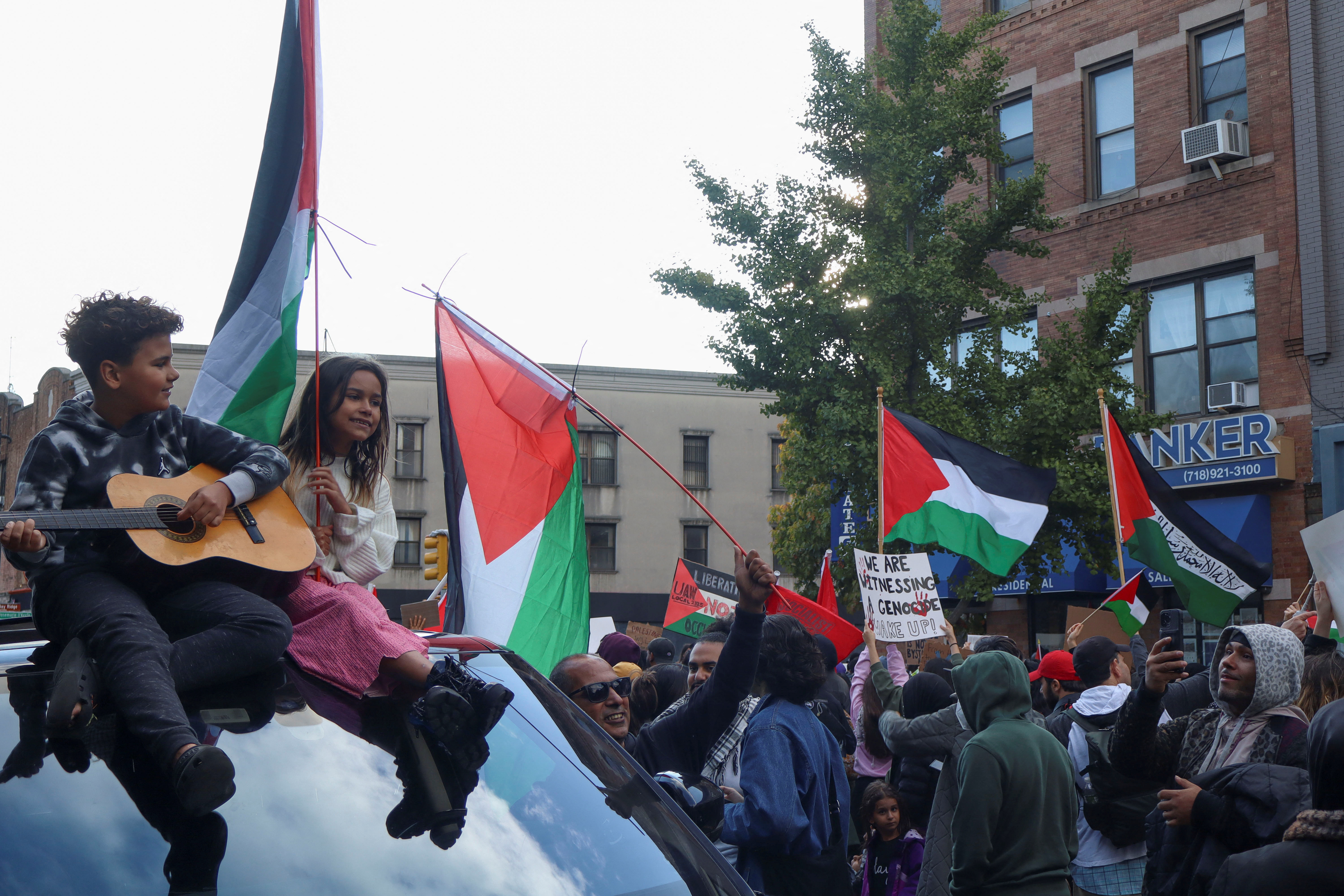 Protest to call for a ceasefire and an end to the violence in Gaza, in New York