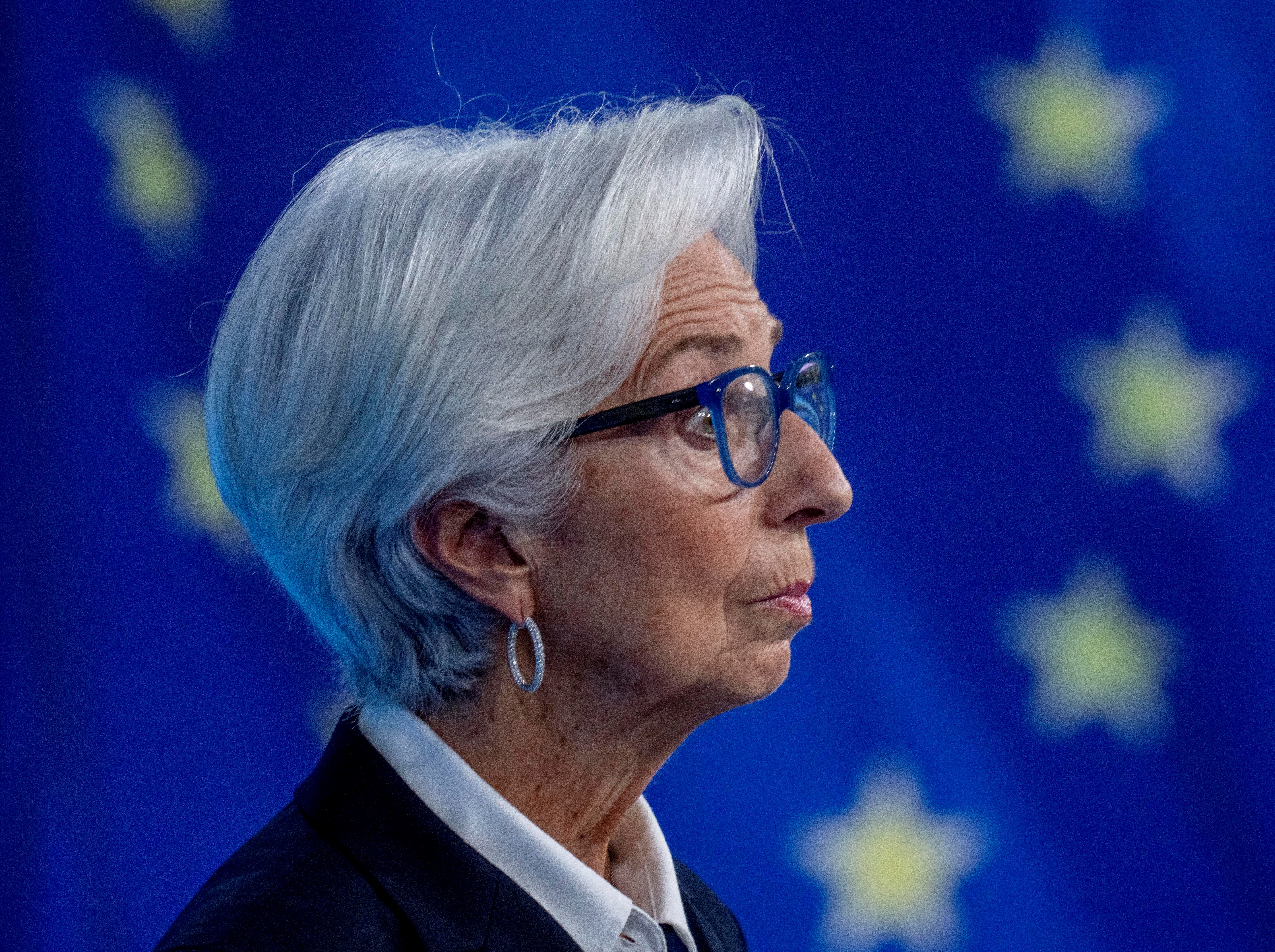 President of European Central Bank, Christine Lagarde, attends a news conference following a meeting of the governing council in Frankfurt