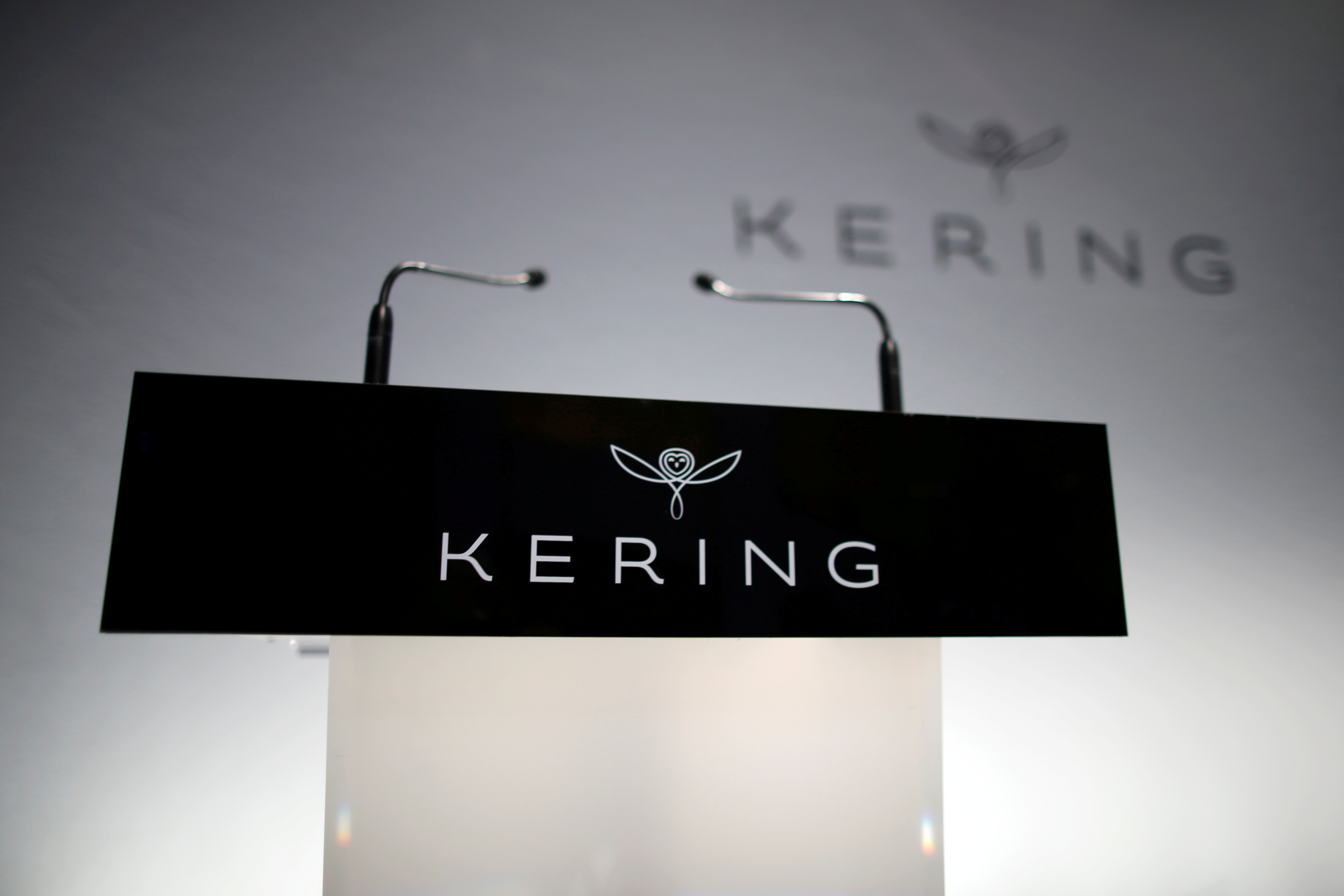 The logo of Kering is seen during the company's 2015 annual results presentation in Paris, France, February 19, 2016.  REUTERS/Charles Platiau