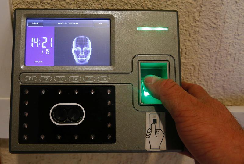 A biometric access control panel is seen at the Chilean congress in Valparaiso, Chile May 30, 2018. REUTERS/Rodrigo Garrido