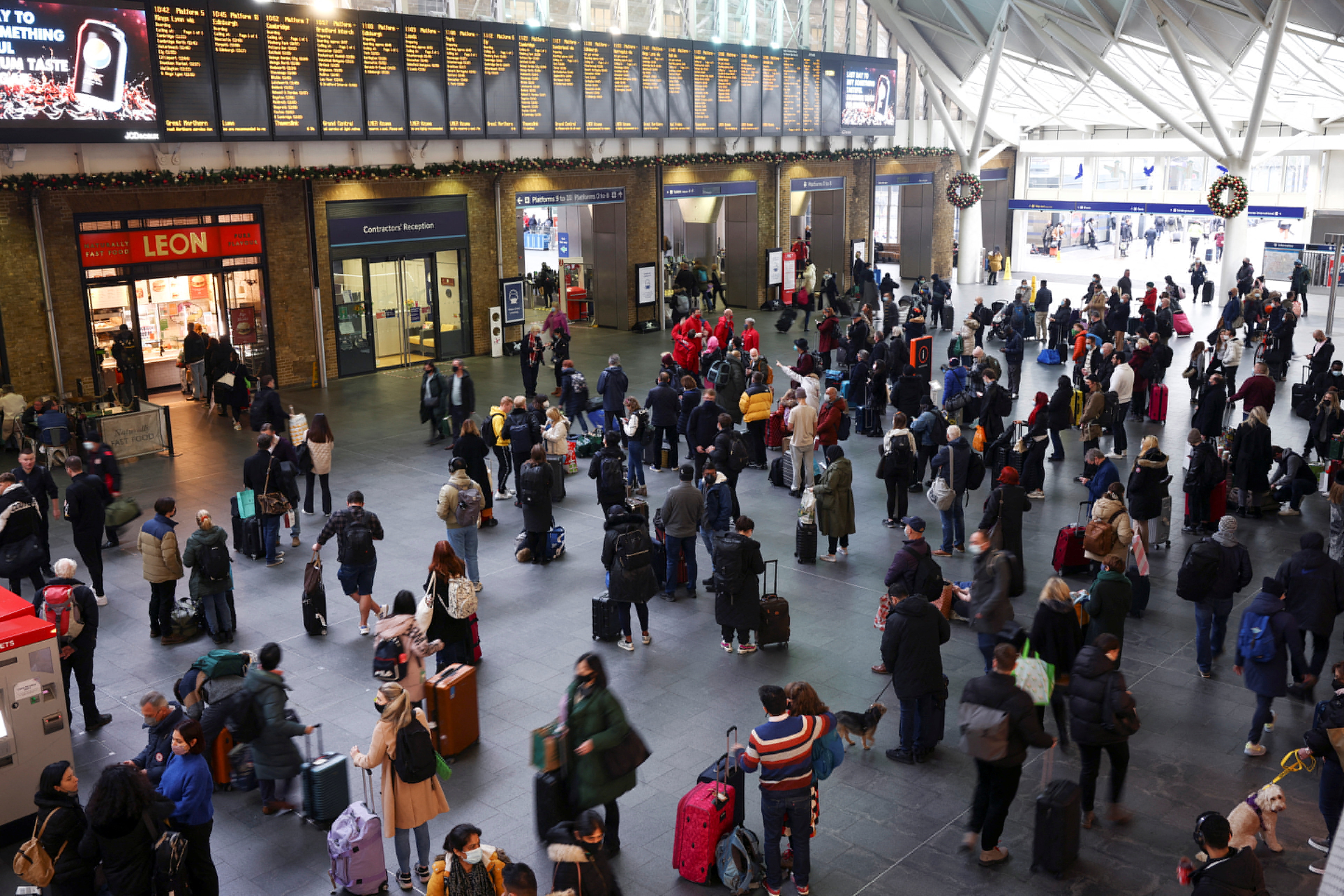 Kings Cross Station on Christmas Eve amid the COVID-19 outbreak, in London