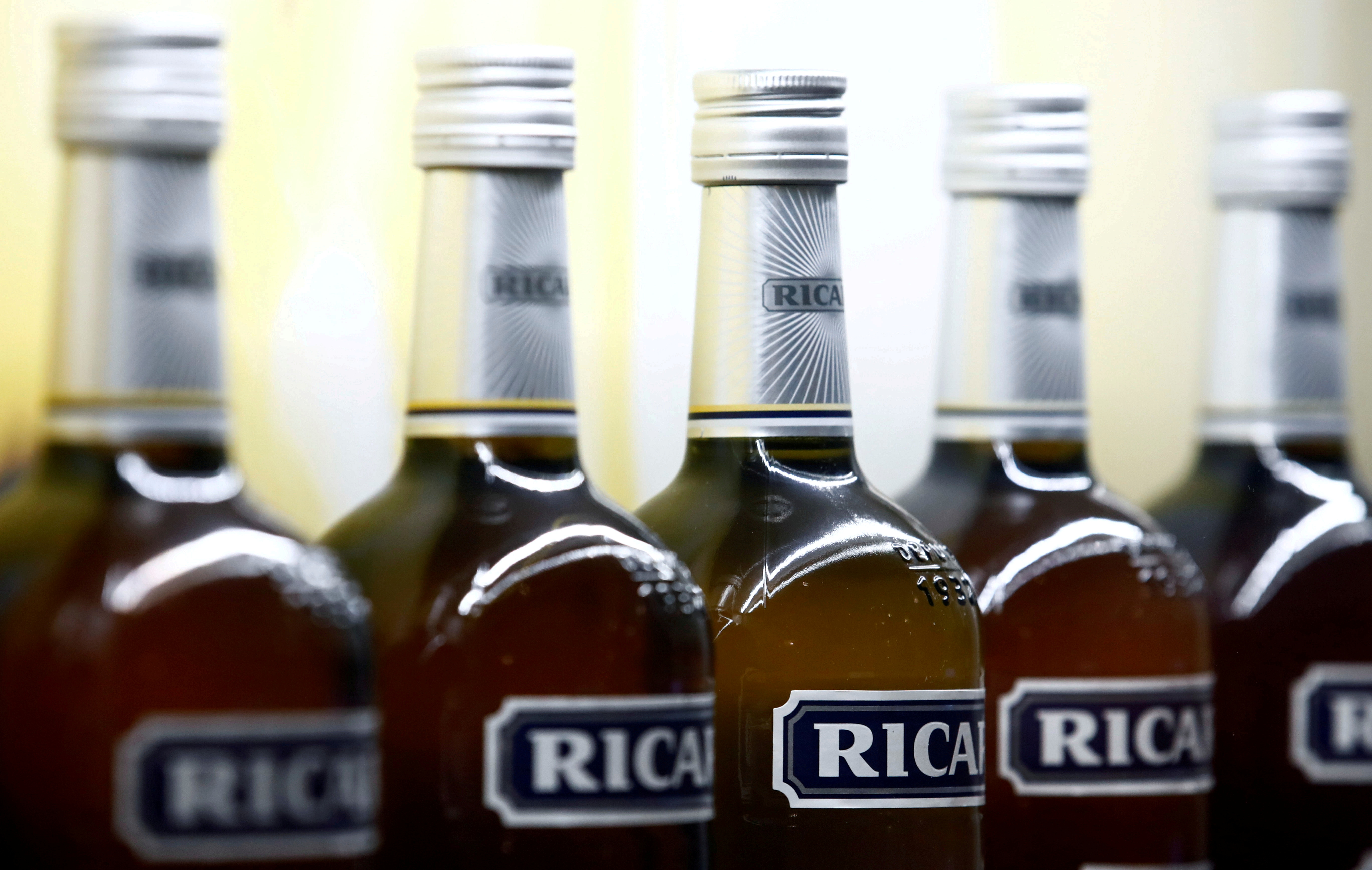 Bottles of the Ricard aniseed-flavoured alcoholic drink