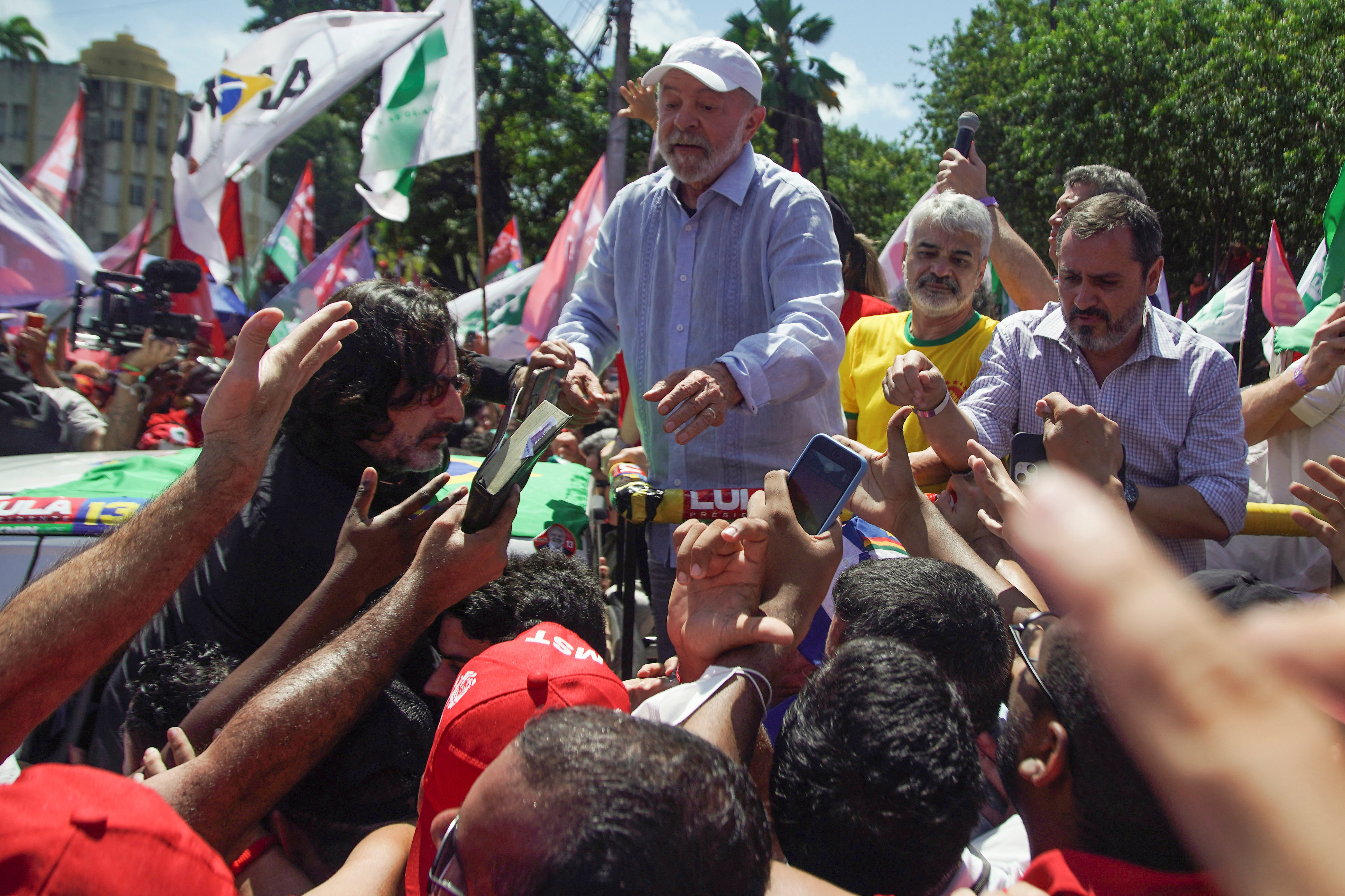 Former Brazil's President and presidential candidate Luiz Inacio Lula da Silva attends a campaign rally in Recife